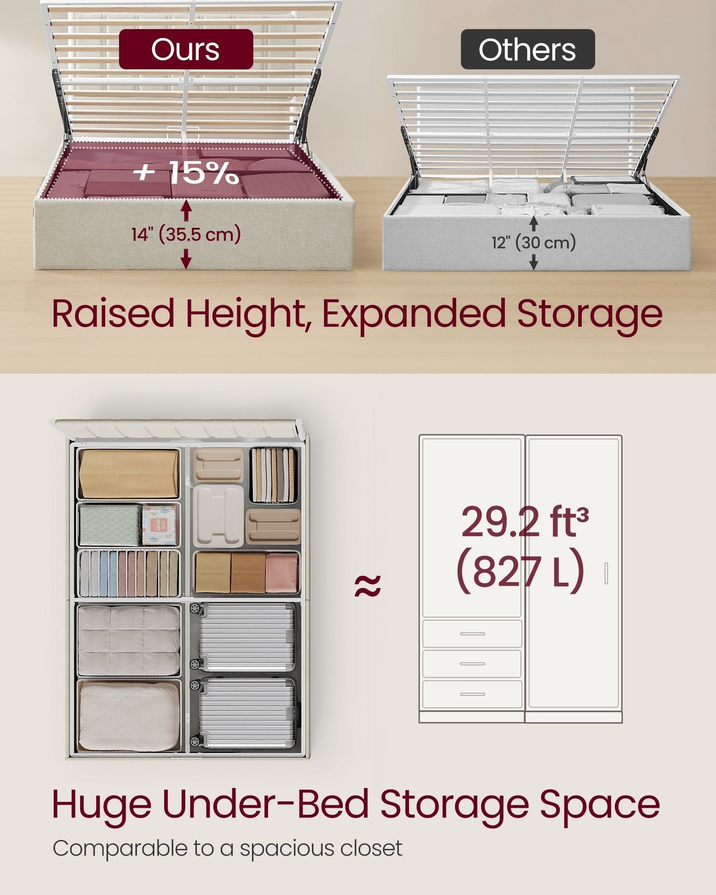 Lift Up Storage Bed Frame Full Size