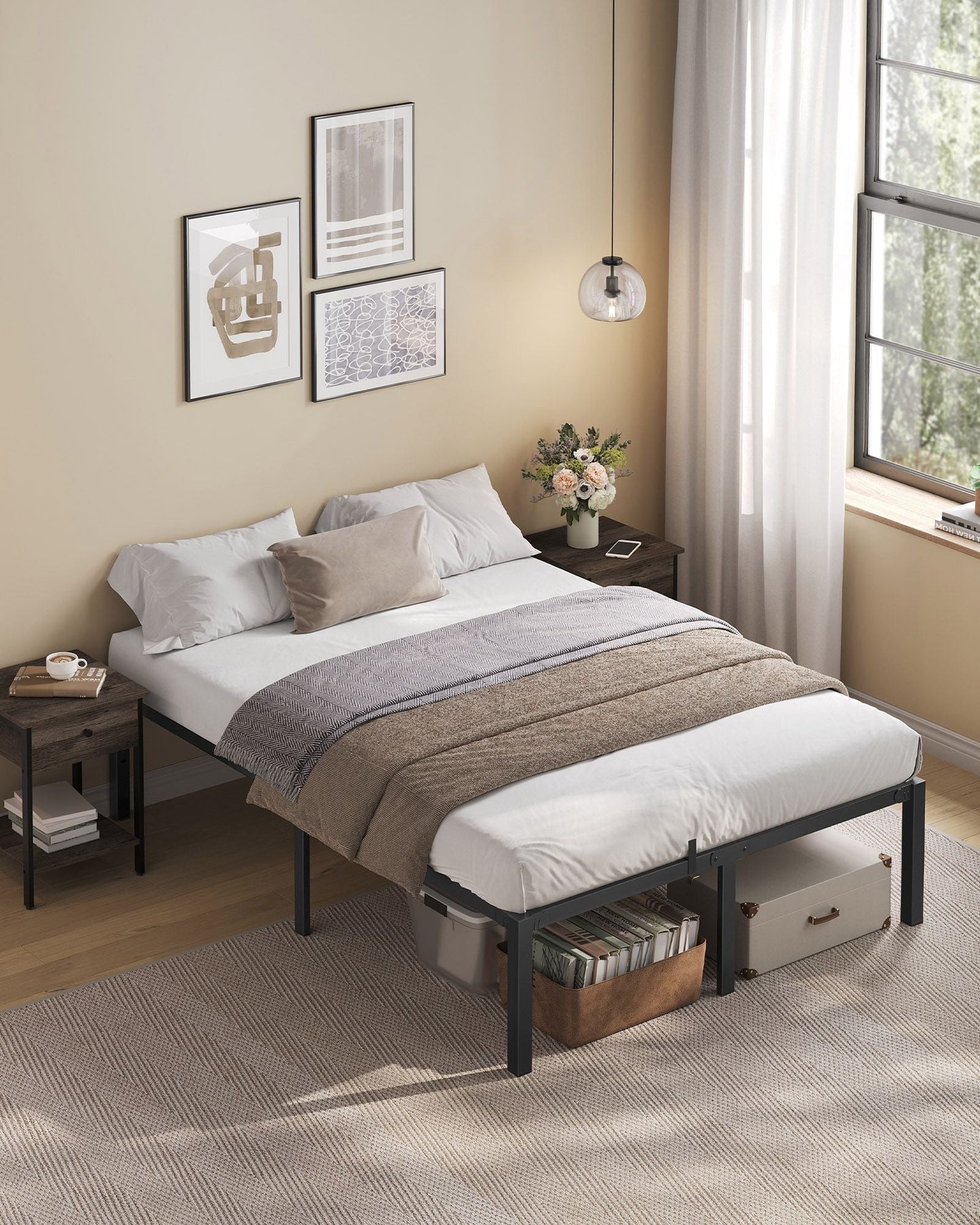 Heavy-Duty Platform Bed Frame Full Size, Quick Assembly