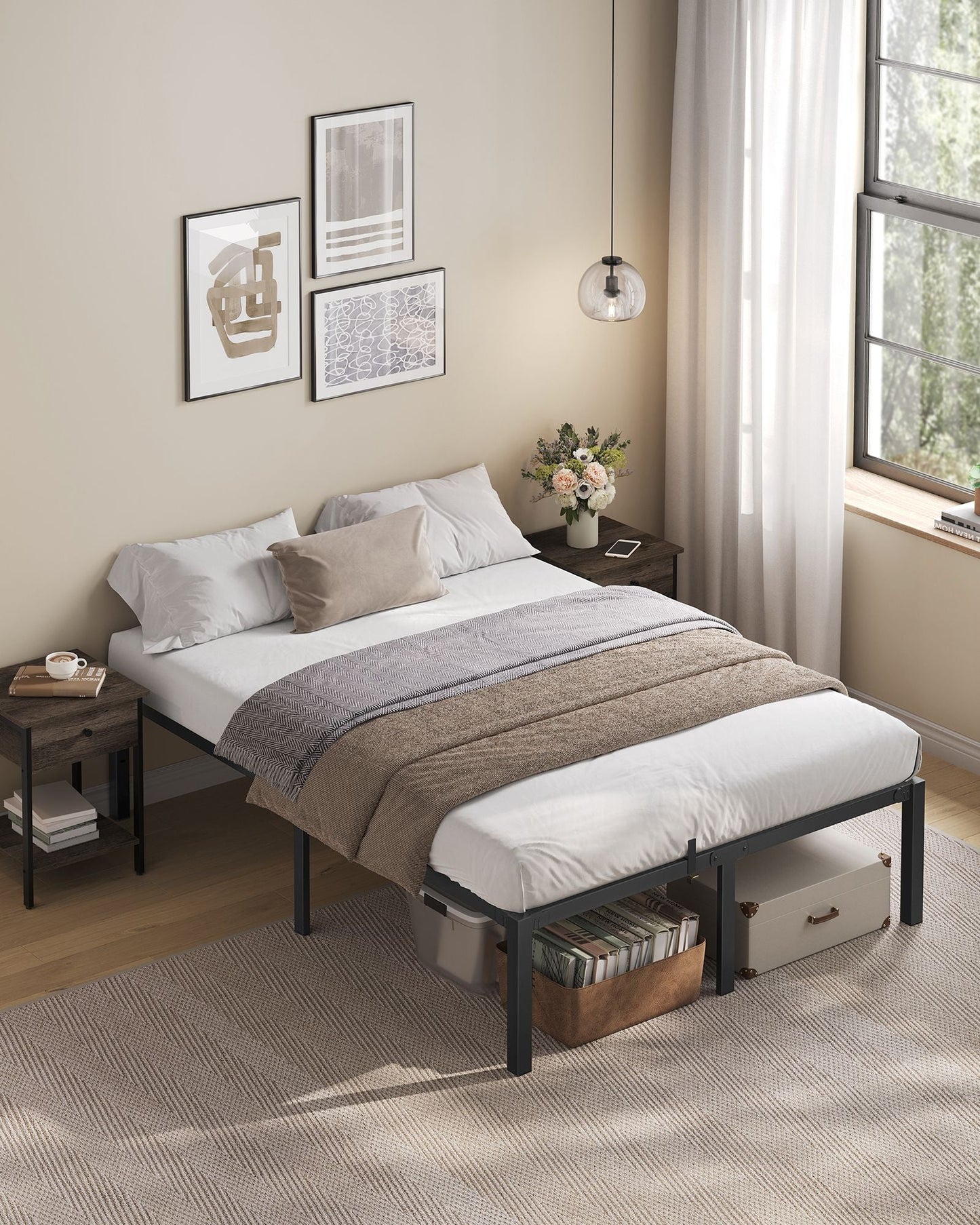 Heavy-Duty Platform Bed Frame Full Size, Quick Assembly