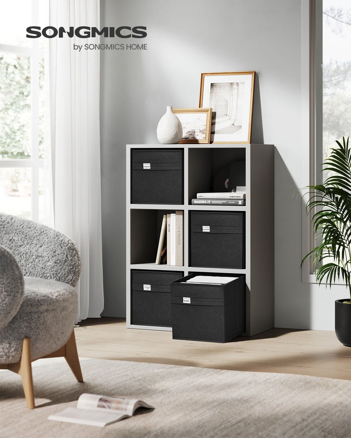 Set of 4 Storage Cubes with Double Handles