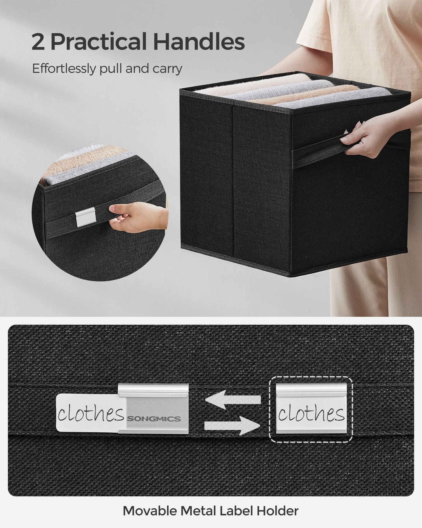 Set of 4 Storage Cubes with Double Handles