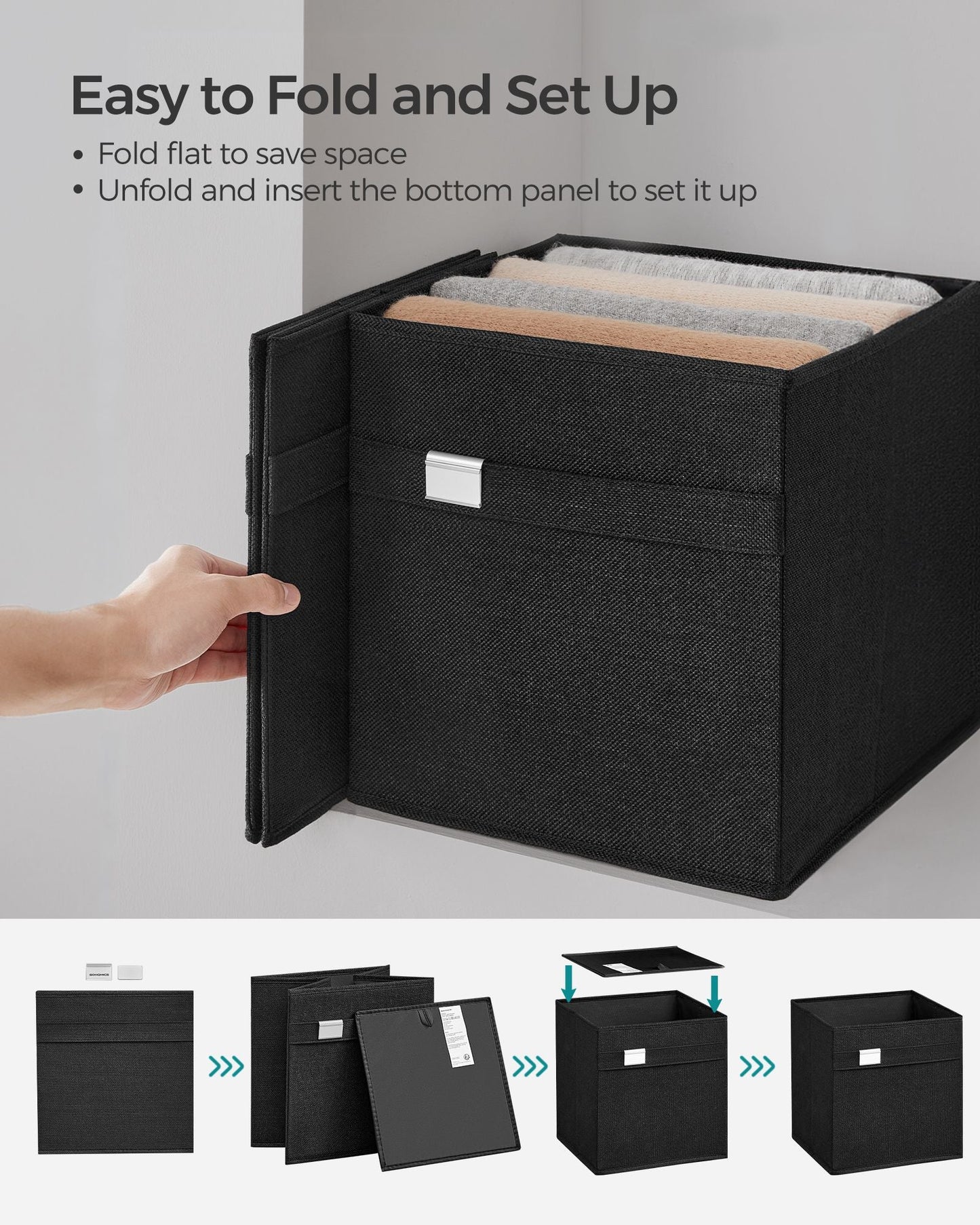 Set of 4 Storage Cubes with Double Handles