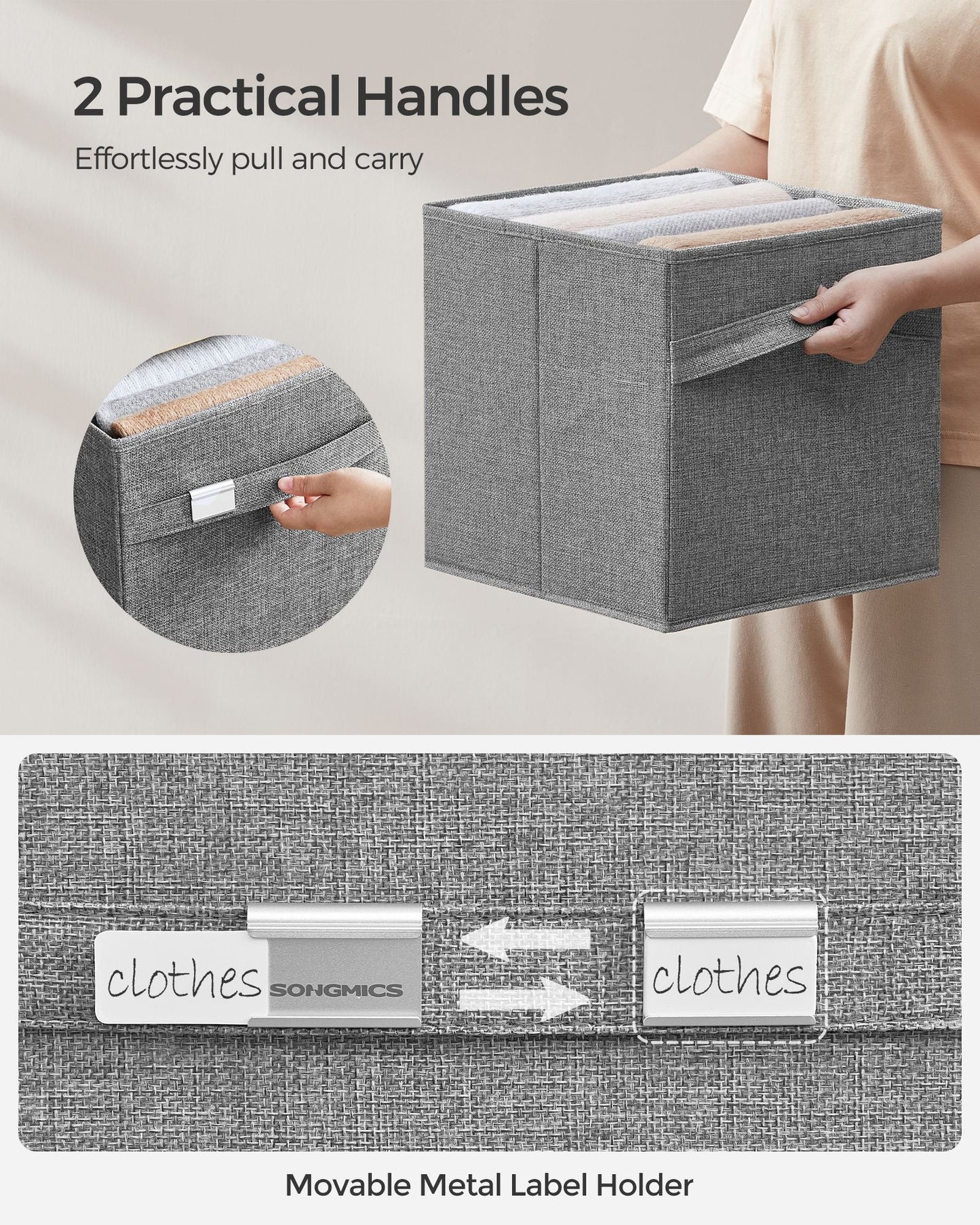 Set of 4 Storage Cubes with Double Handles