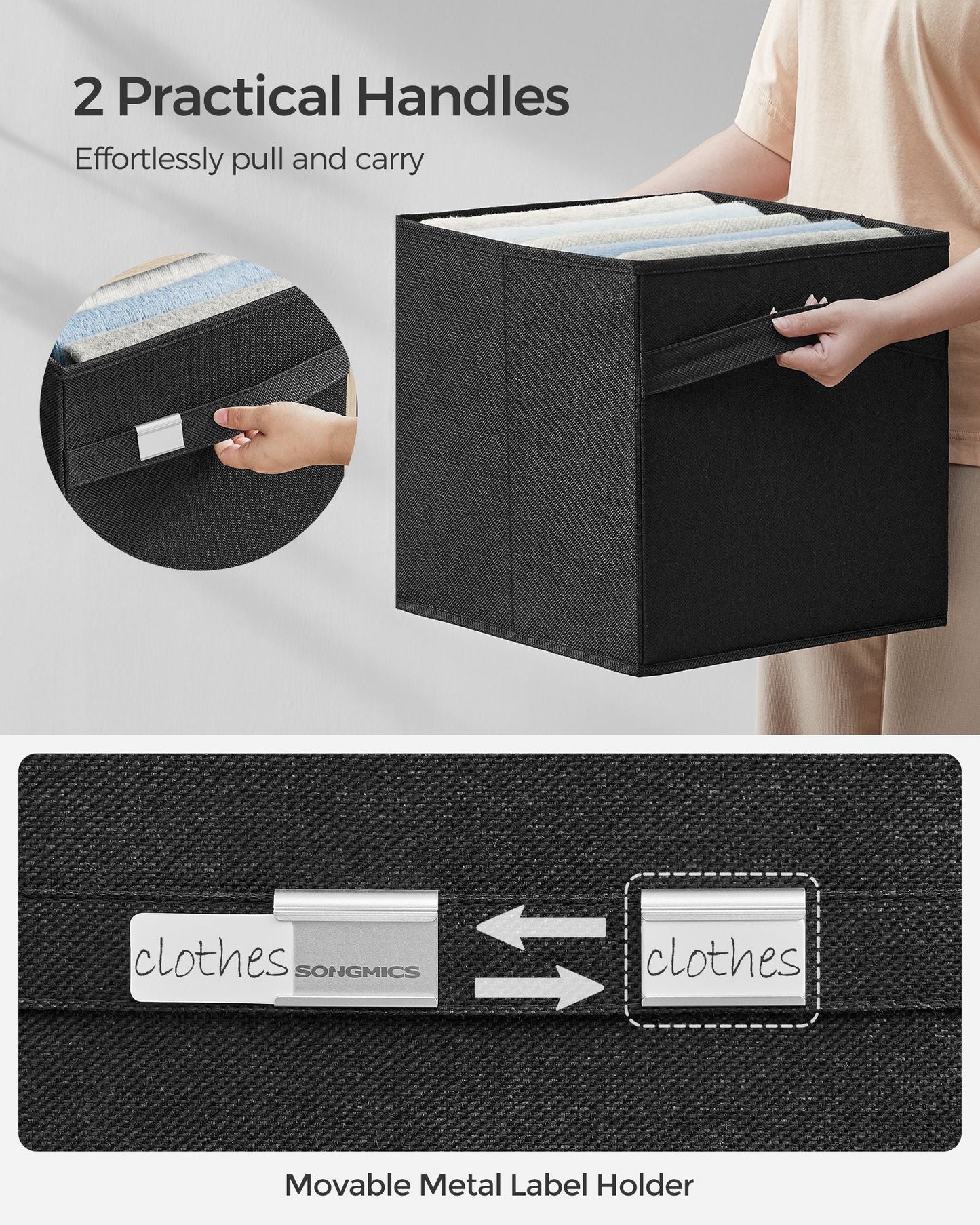 Set of 4 Storage Cubes with Double Handles