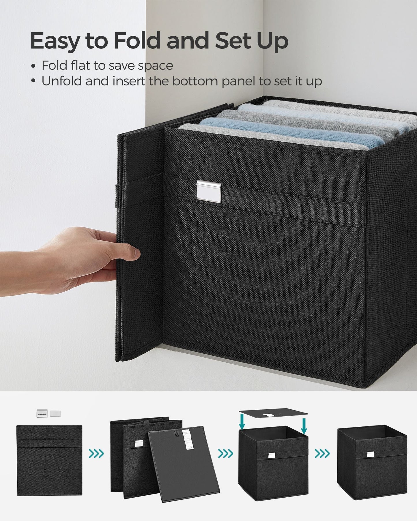 Set of 4 Storage Cubes with Double Handles