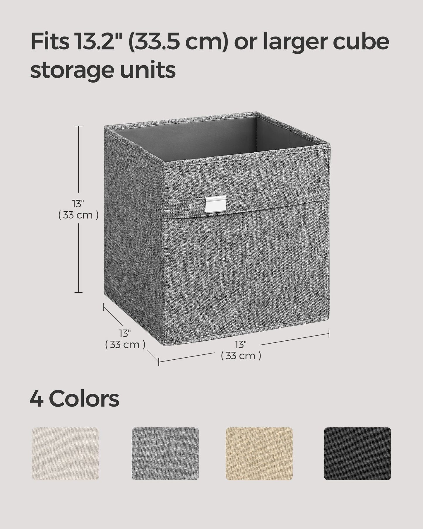 Set of 4 Storage Cubes with Double Handles Dove Gray L