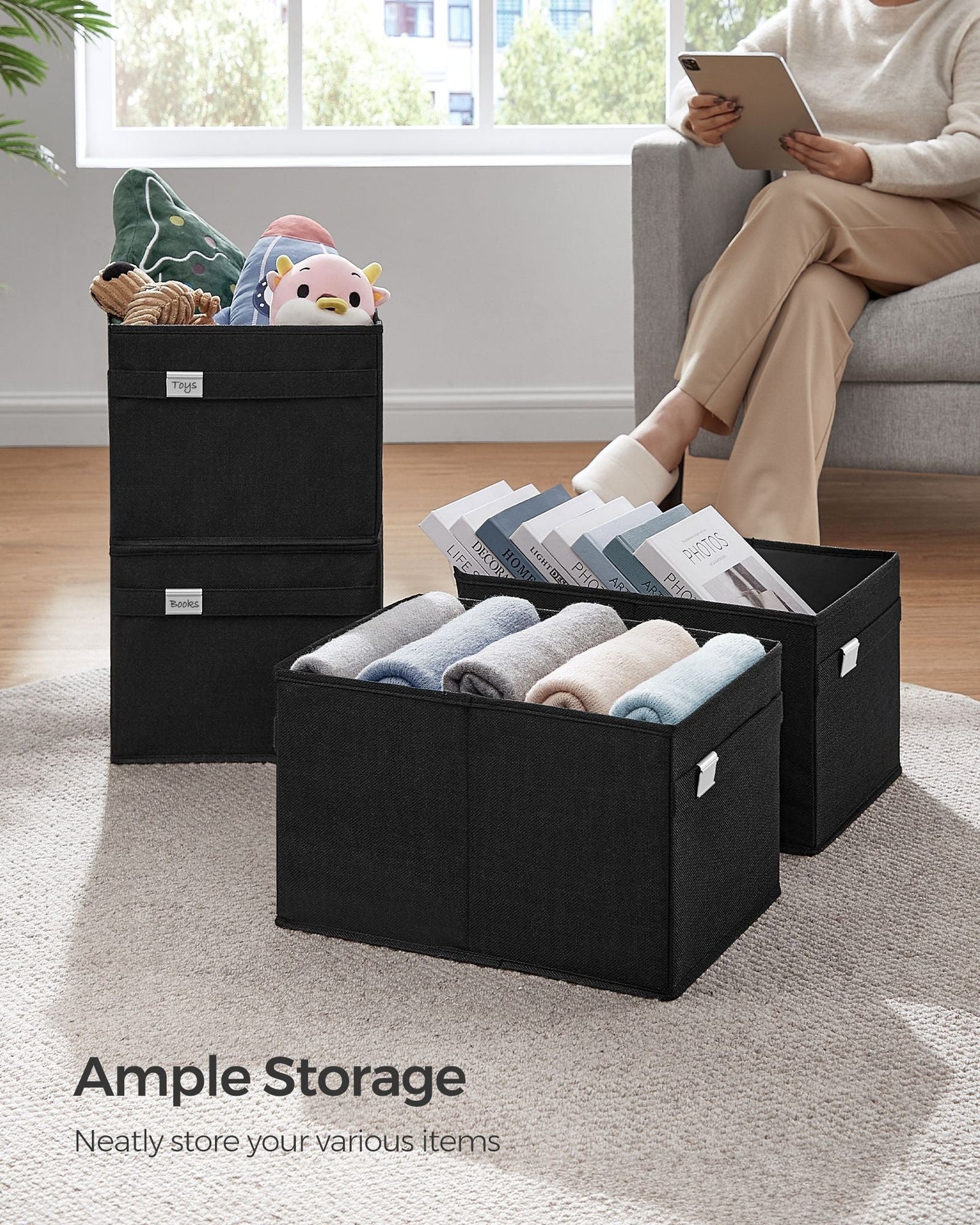 Set of 2 Storage Baskets with Double Handles