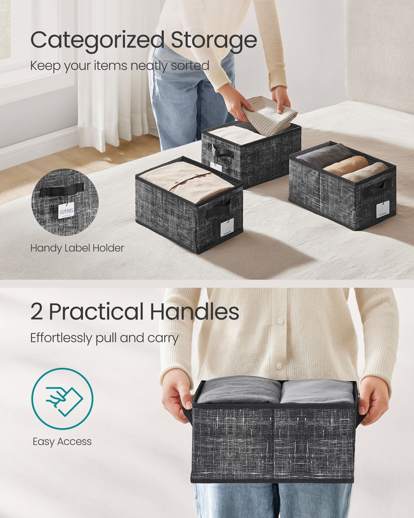 Set of 3 Fabric Storage Bins