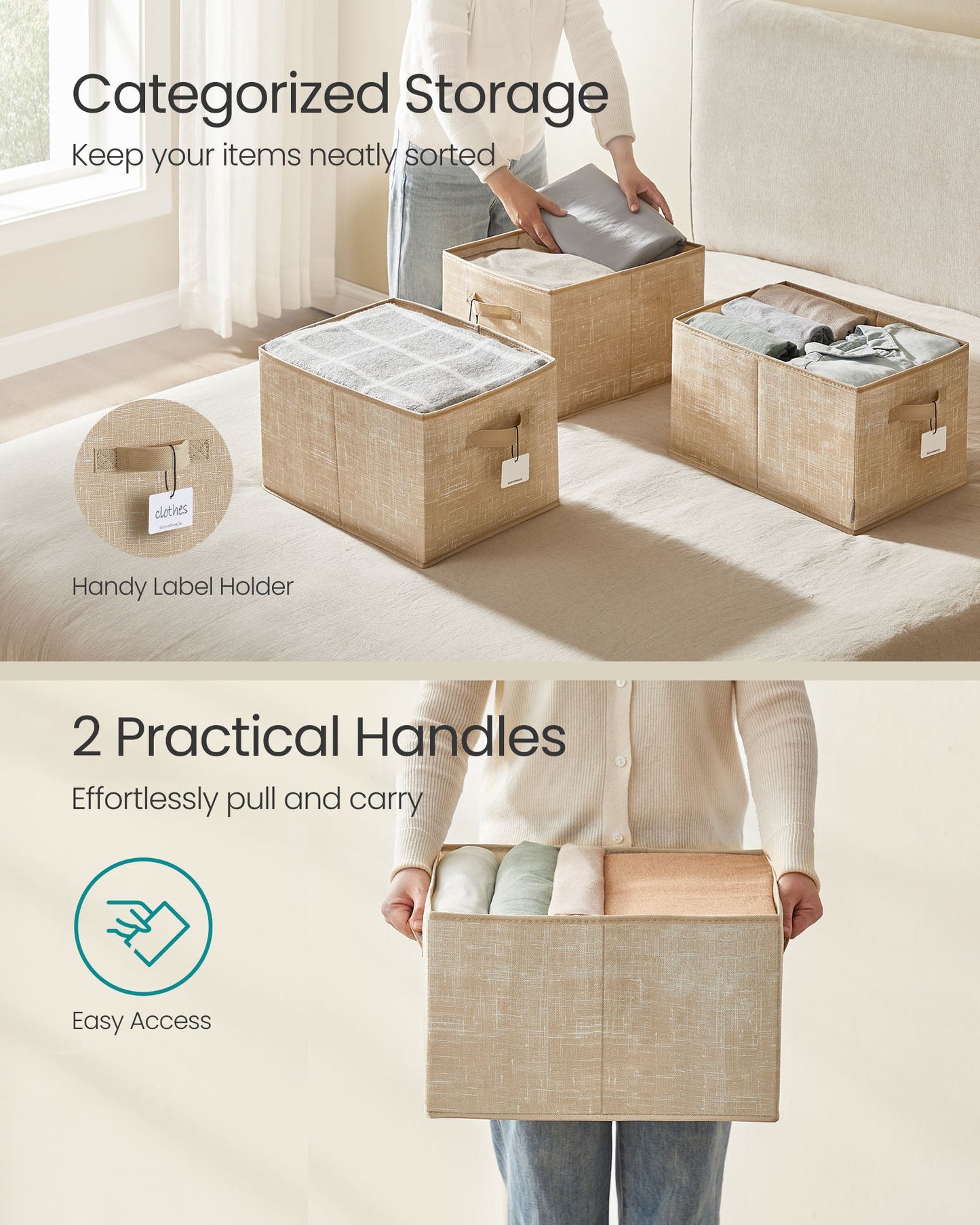 Set of 3 Fabric Storage Bins