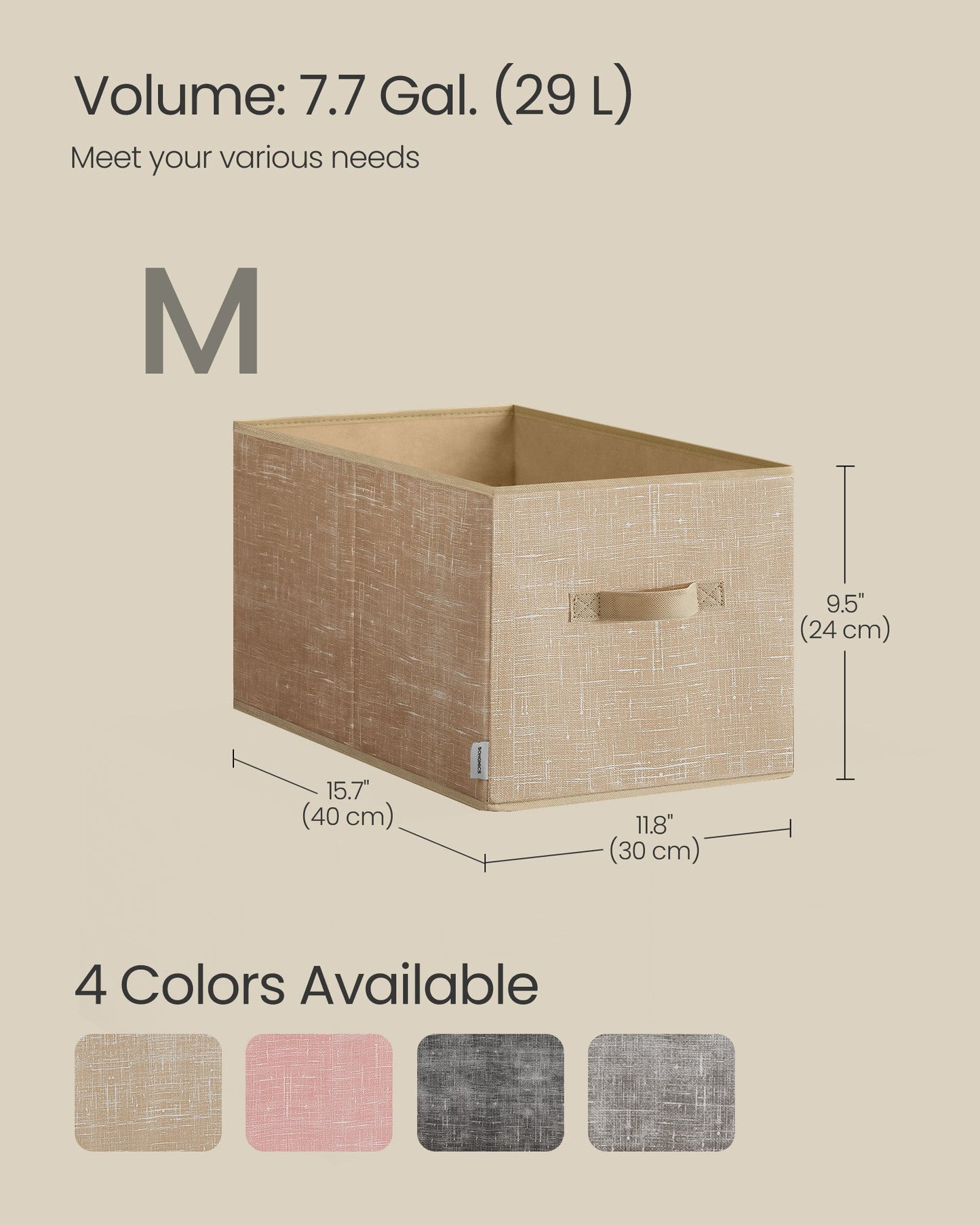 Set of 3 Fabric Storage Bins