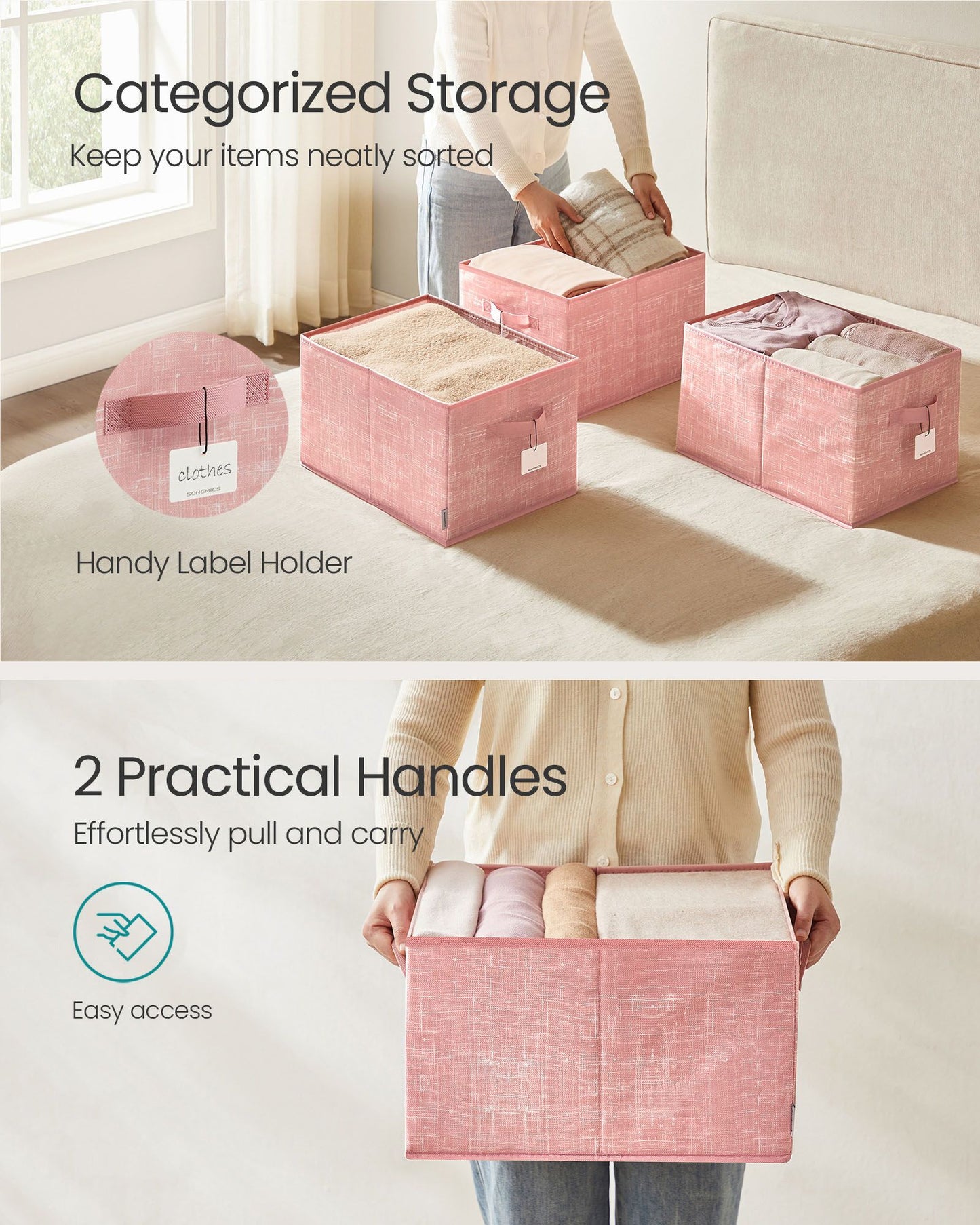 Set of 3 Fabric Storage Bins