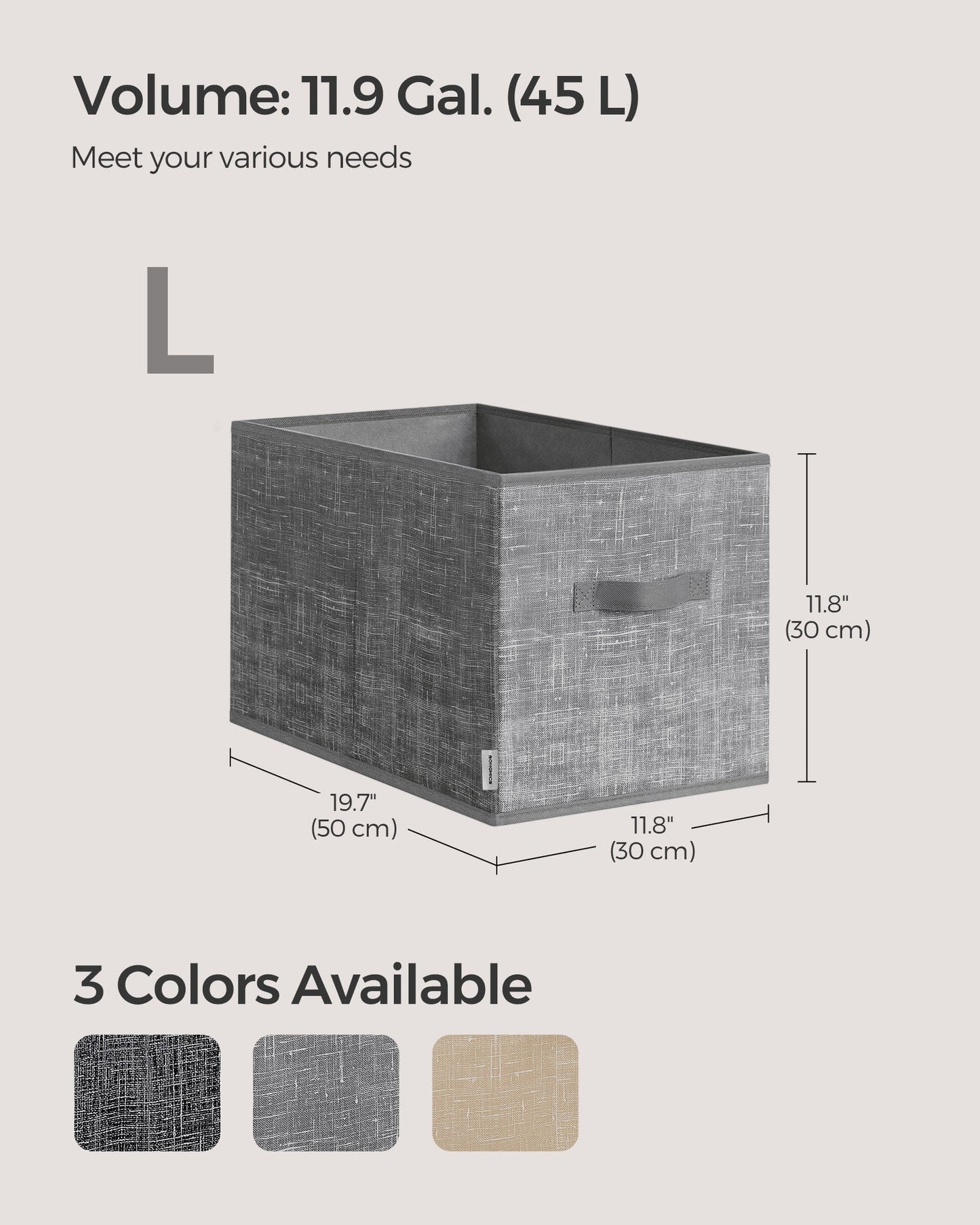 Set of 3 Fabric Storage Bins
