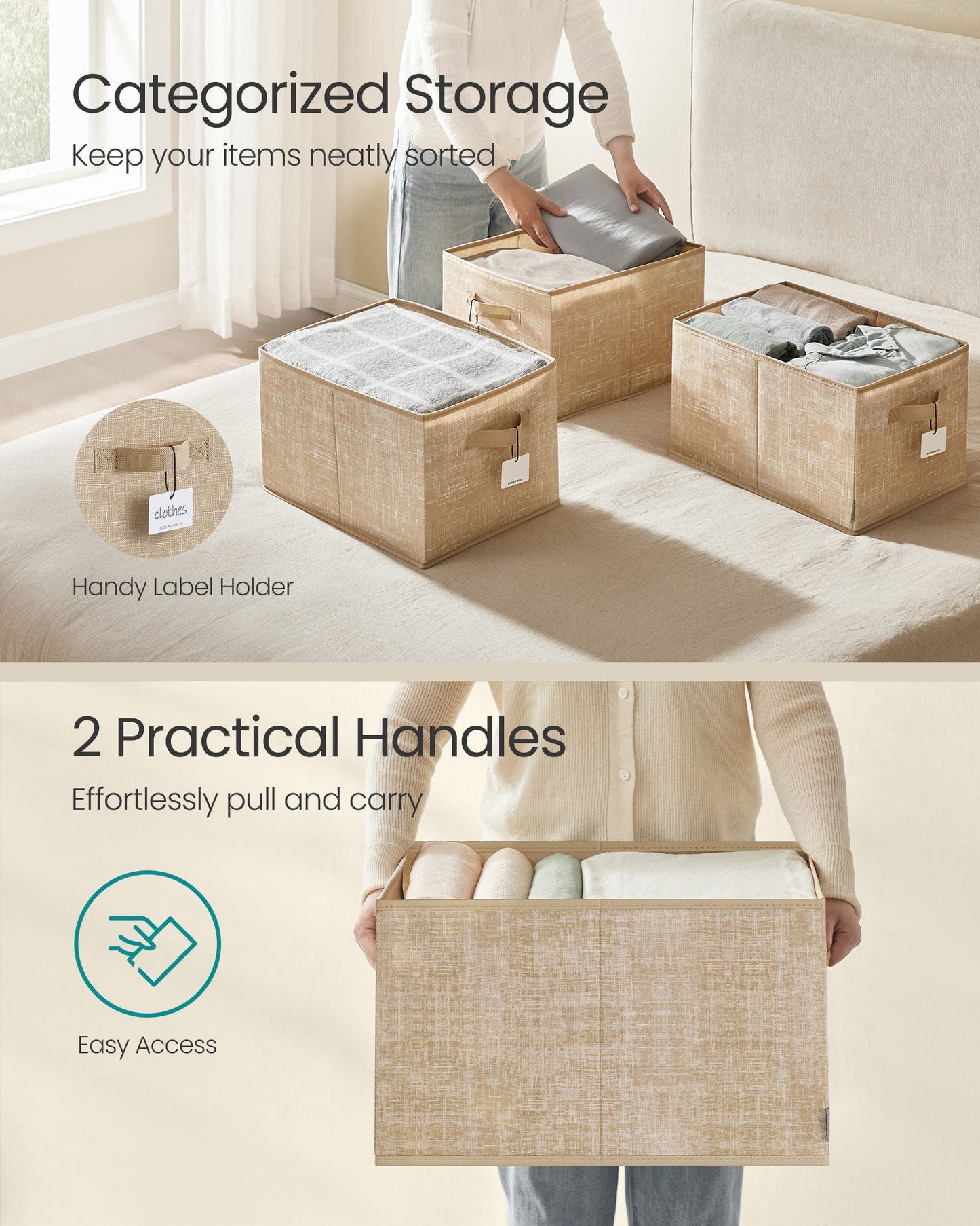 Set of 3 Fabric Storage Bins