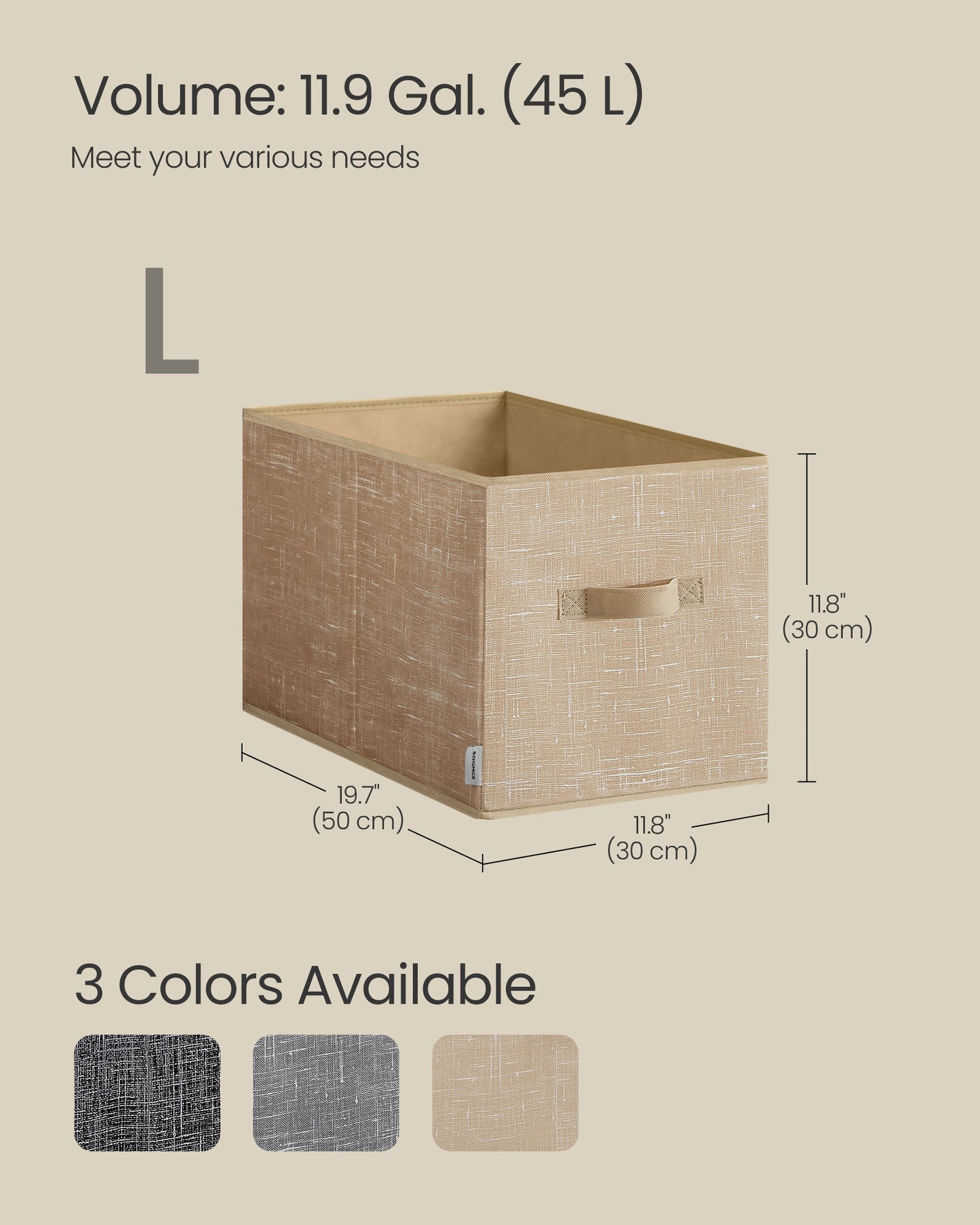 Set of 3 Fabric Storage Bins