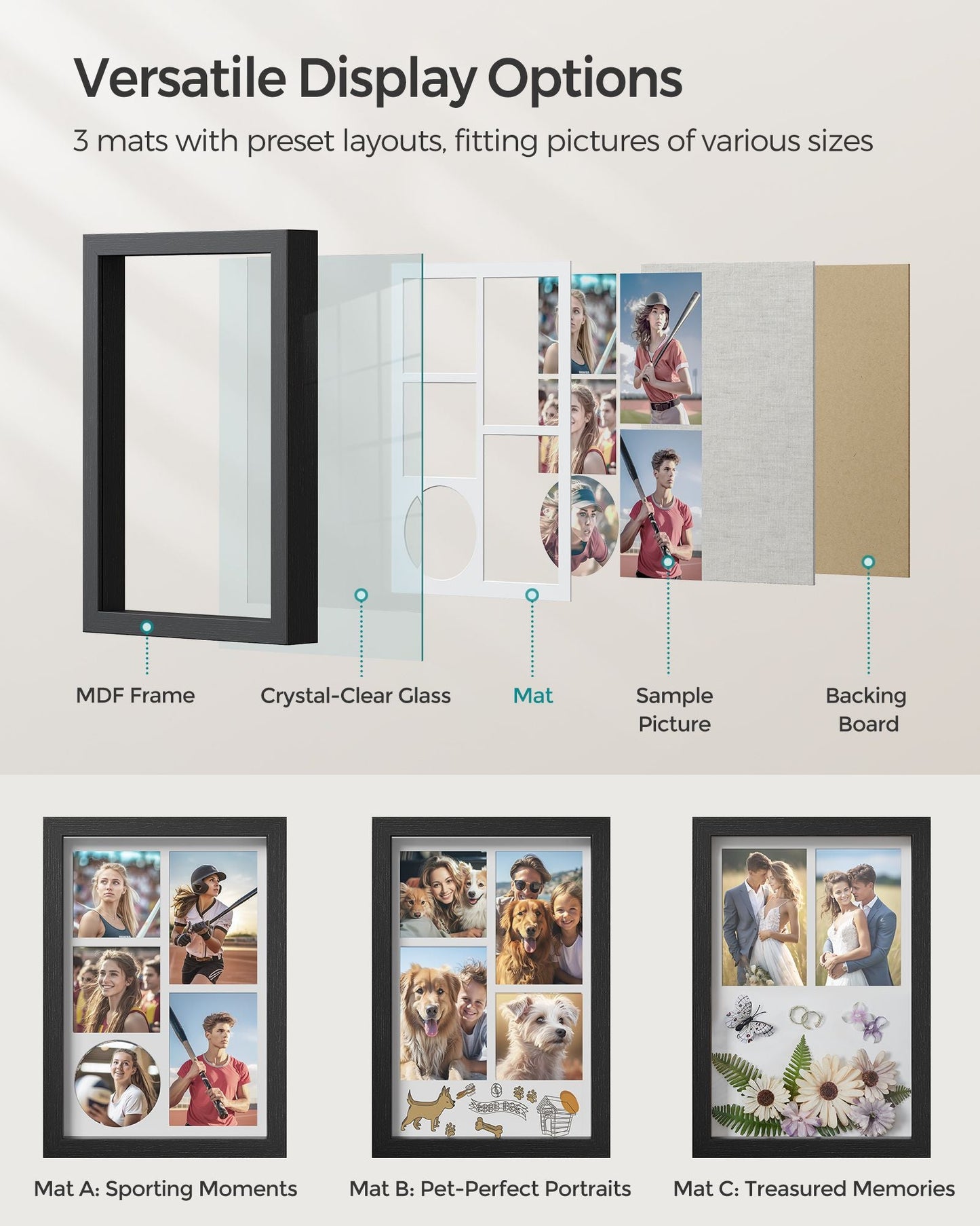 1.3-Inch Deep Memory Display Case for Desk Wall Decor