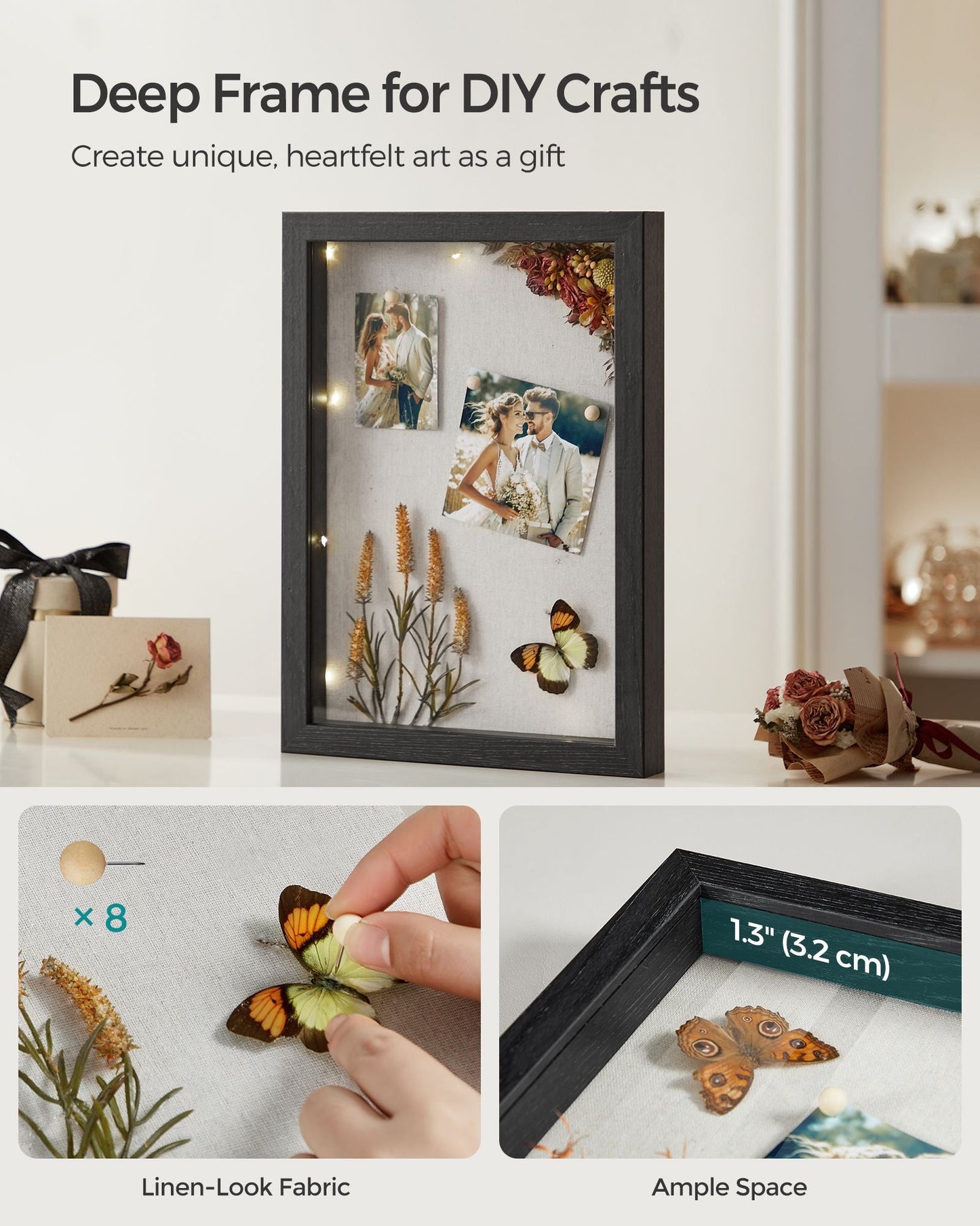 1.3-Inch Deep Memory Display Case for Desk Wall Decor, Set of 2