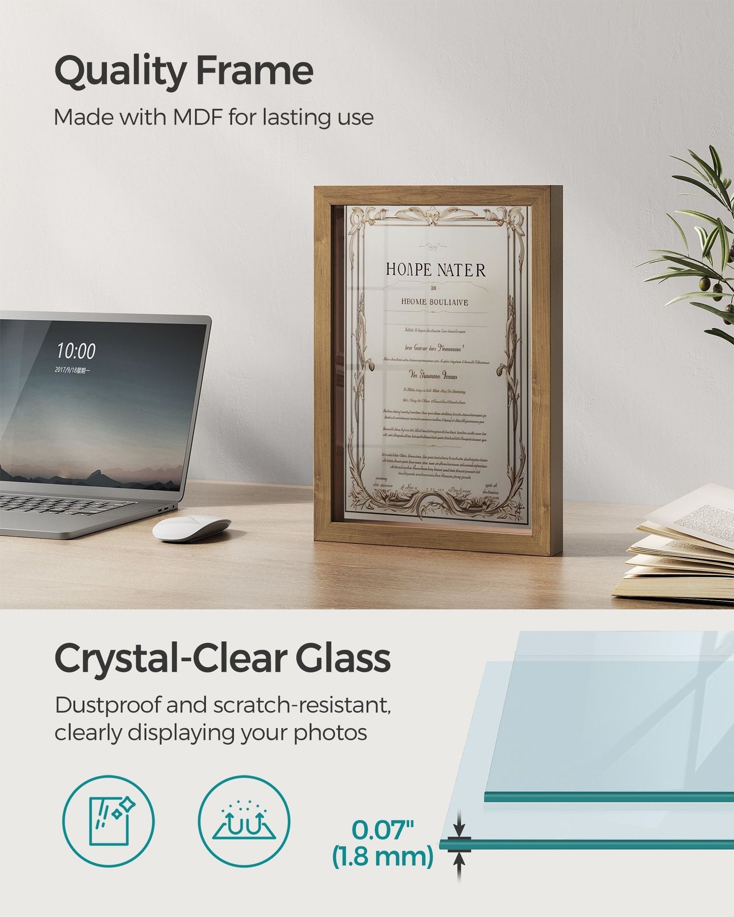 1.3-Inch Deep Memory Display Case for Desk Wall Decor