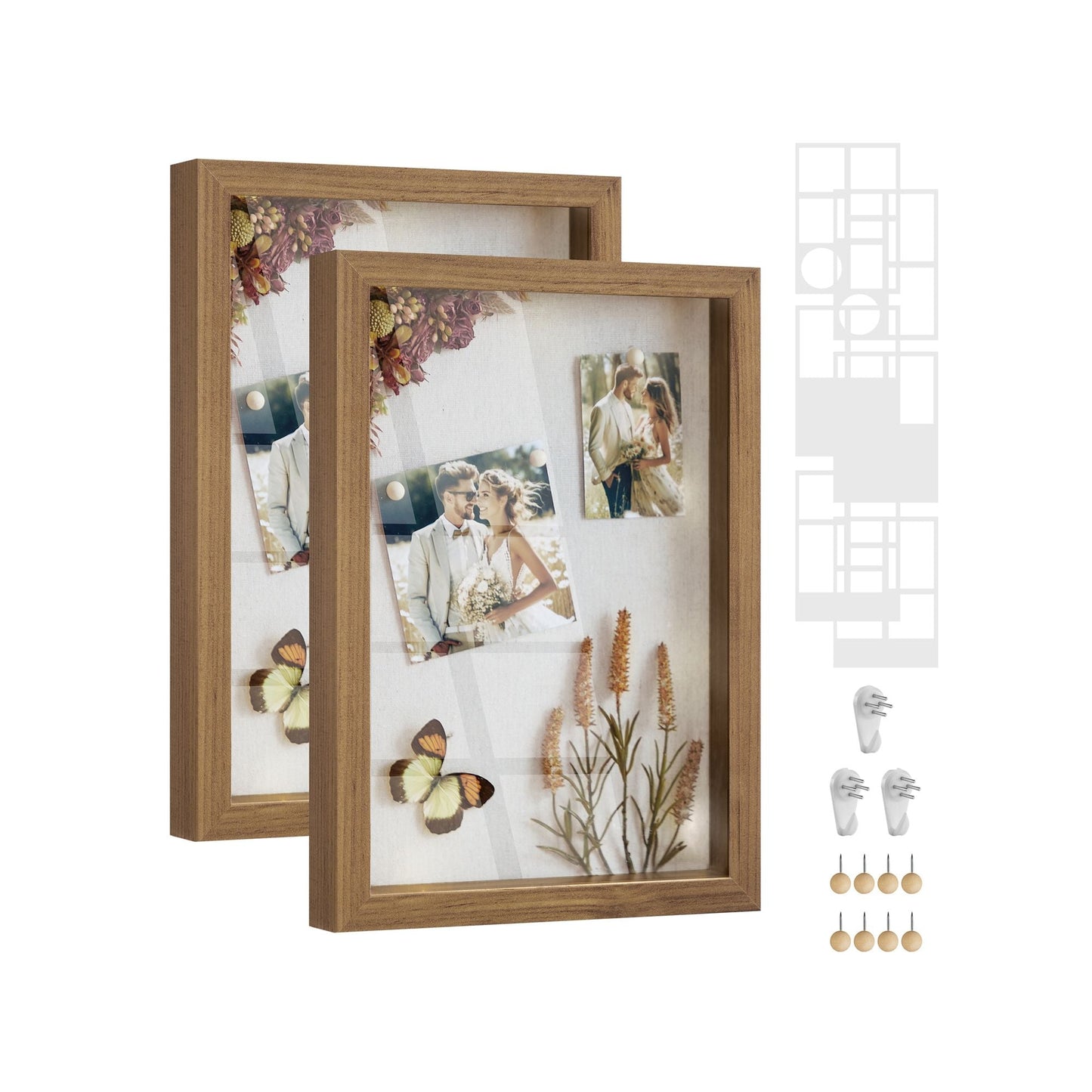 1.3-Inch Deep Memory Display Case for Desk Wall Decor, Set of 2