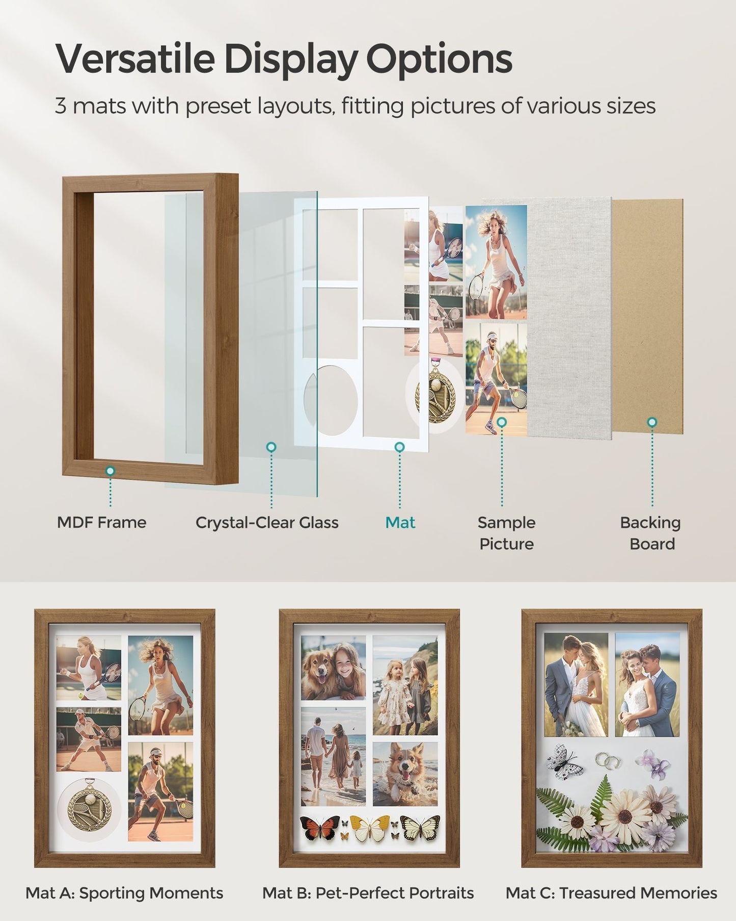 1.3-Inch Deep Memory Display Case for Desk Wall Decor, Set of 2