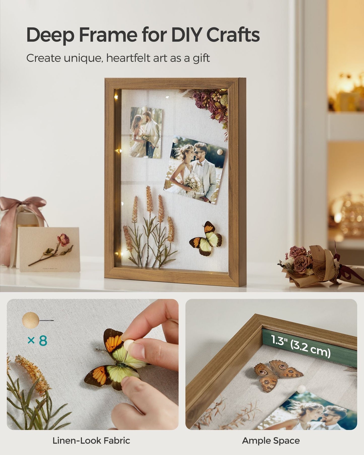 1.3-Inch Deep Memory Display Case for Desk Wall Decor, Set of 2