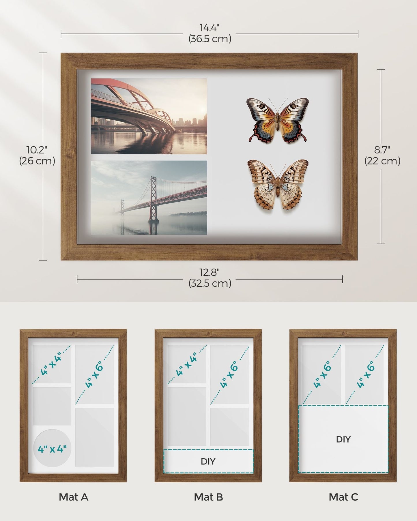 1.3-Inch Deep Memory Display Case for Desk Wall Decor, Set of 2
