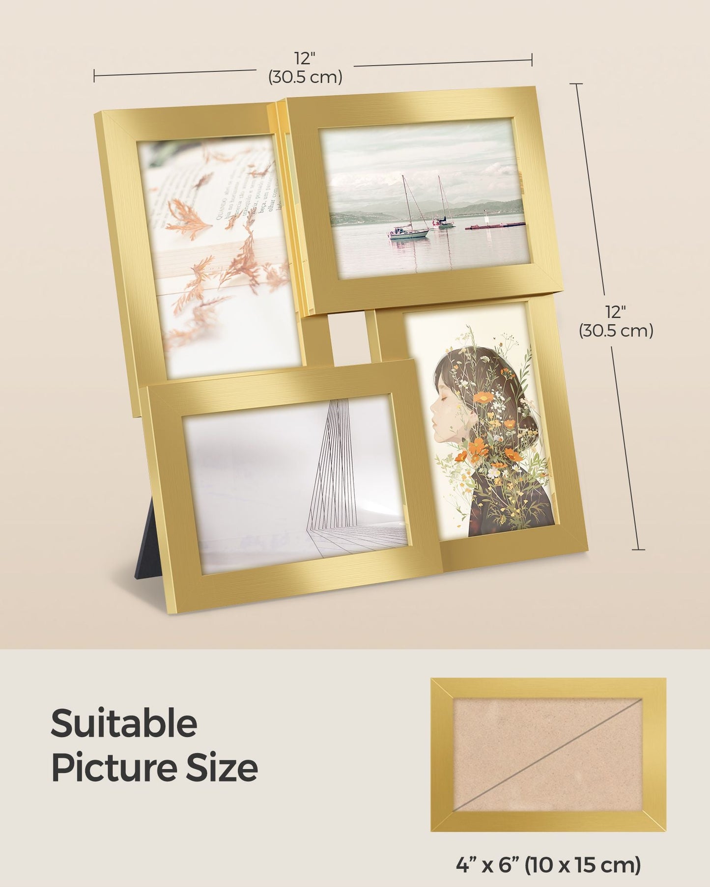 Family Photo Collage Frame Set of 4 for Wall Decor