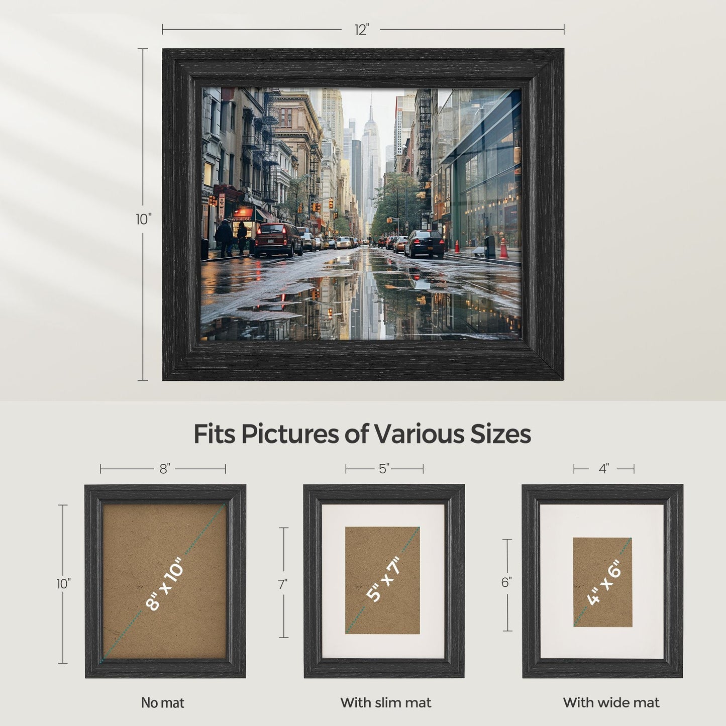 8x10 Picture Frames with 6 Mats for Wall, Set of 3