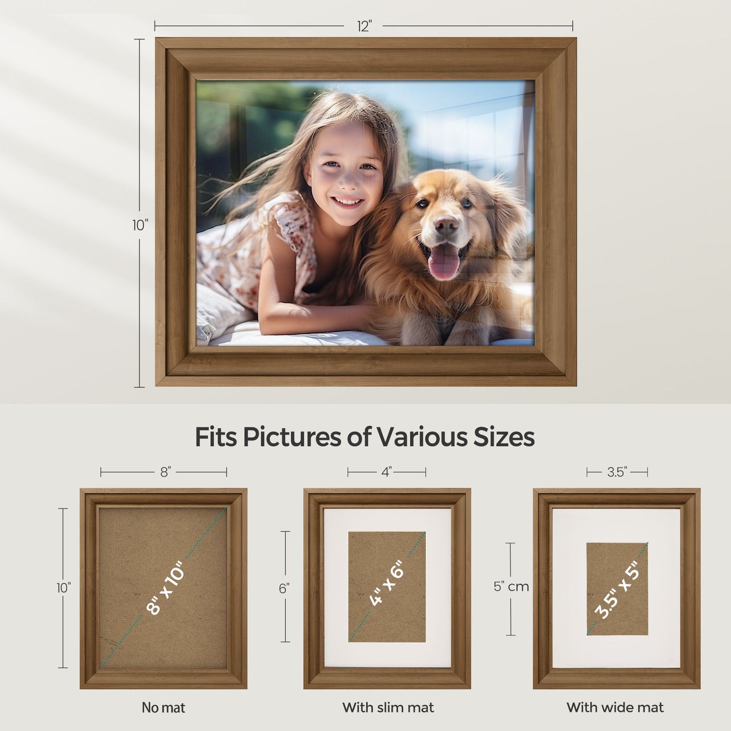 8x10 Picture Frames with 6 Mats for Wall, Set of 3
