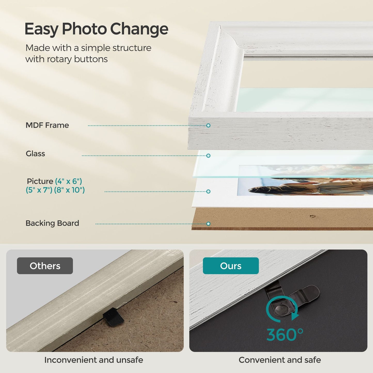 8x10 Picture Frames with 6 Mats for Wall, Set of 3