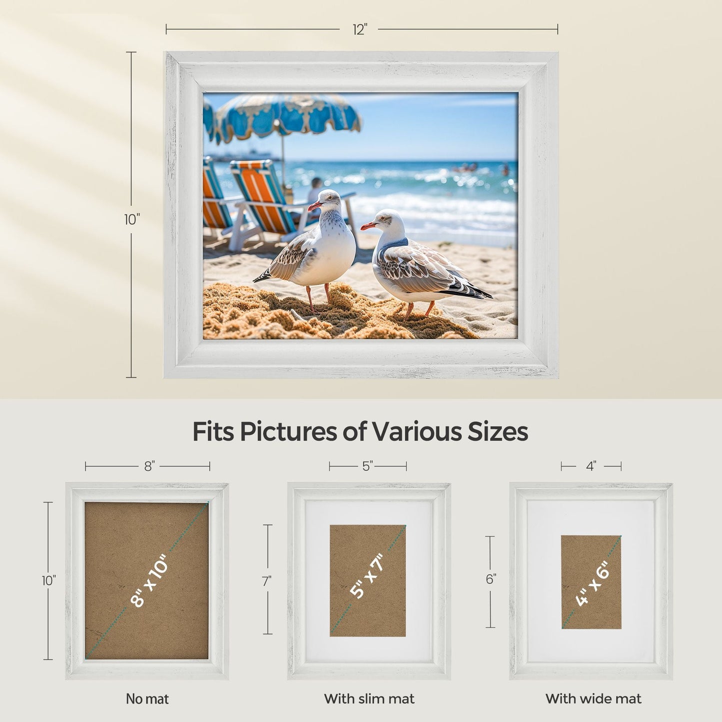 8x10 Picture Frames with 6 Mats for Wall, Set of 3