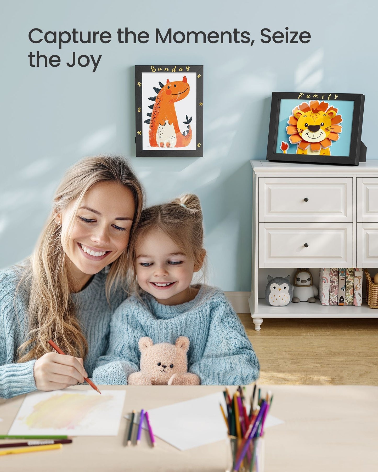 Kids Artwork Frames Changeable, Set of 2, A4, 8.5x11 Art Picture Frame Display for Room Decor