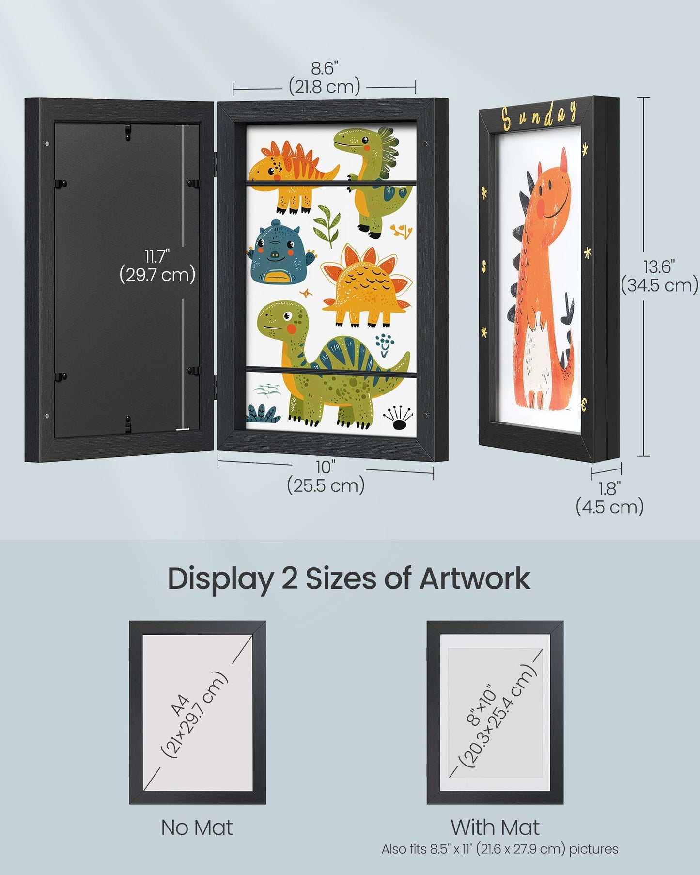 Kids Artwork Frames Changeable, Set of 2, A4, 8.5x11 Art Picture Frame Display for Room Decor