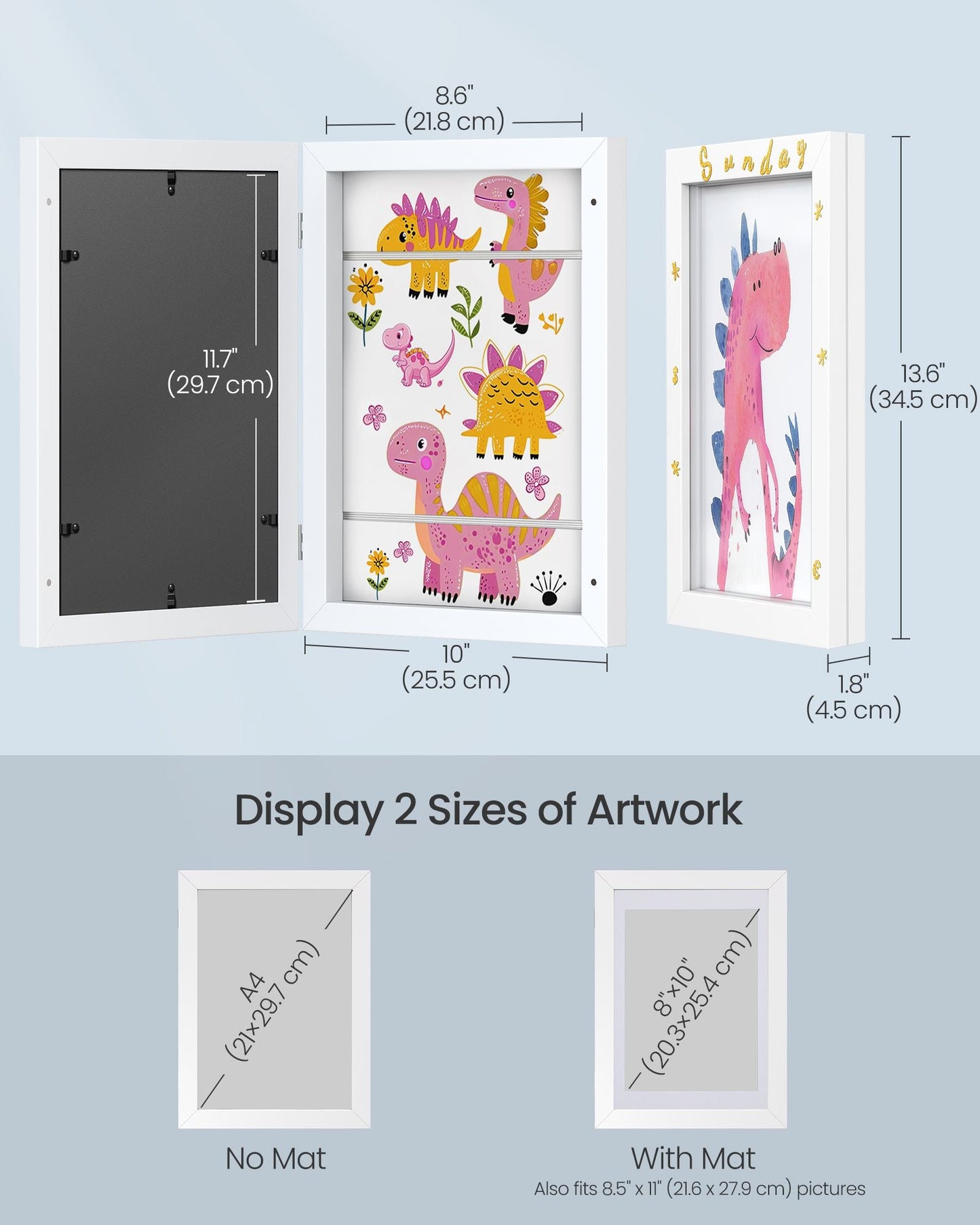 Kids Artwork Frames Changeable, Set of 2, A4, 8.5x11 Art Picture Frame Display for Room Decor