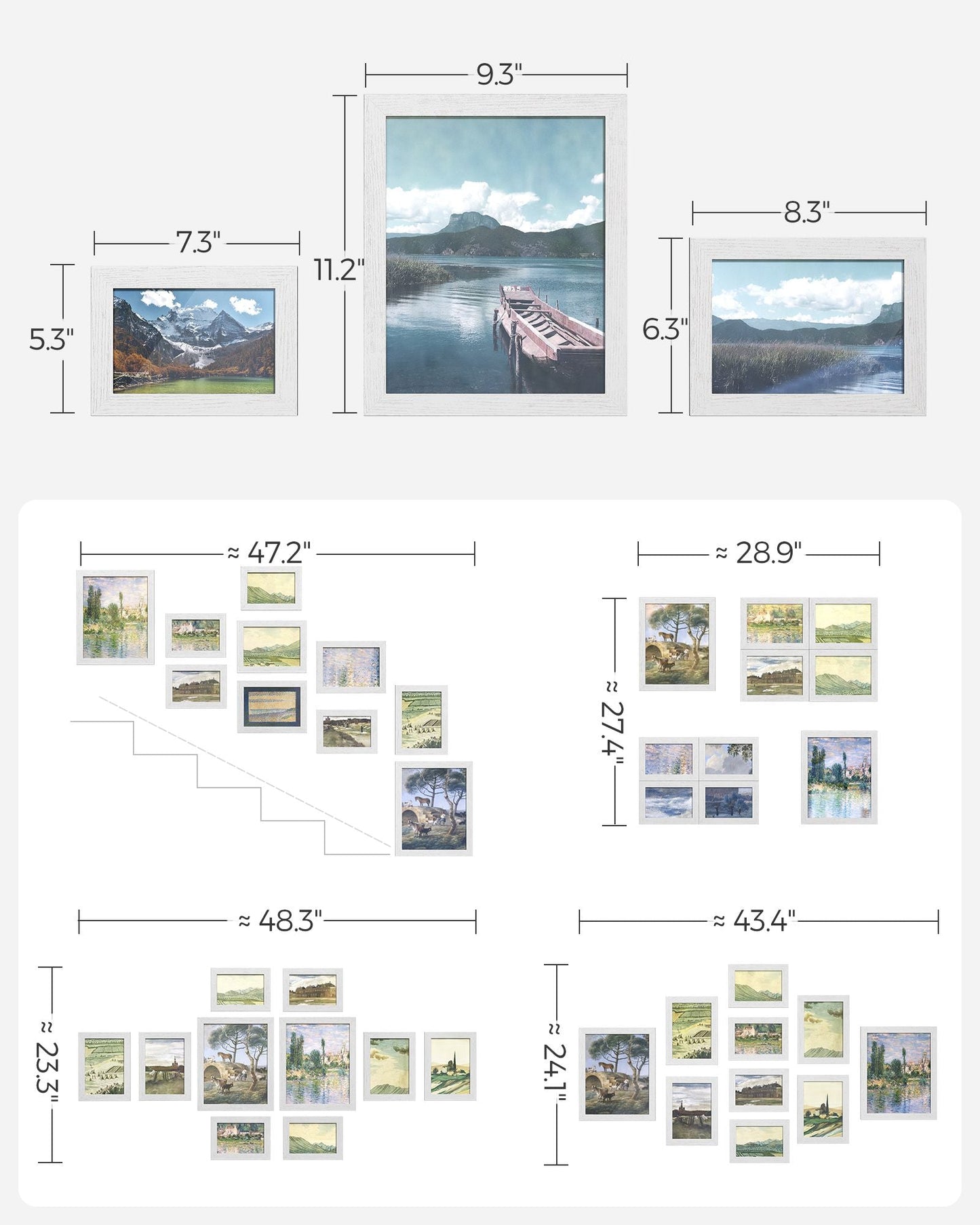 Collage Picture Frames Set of 10, Two 8x10, Four 5x7, Four 4x6