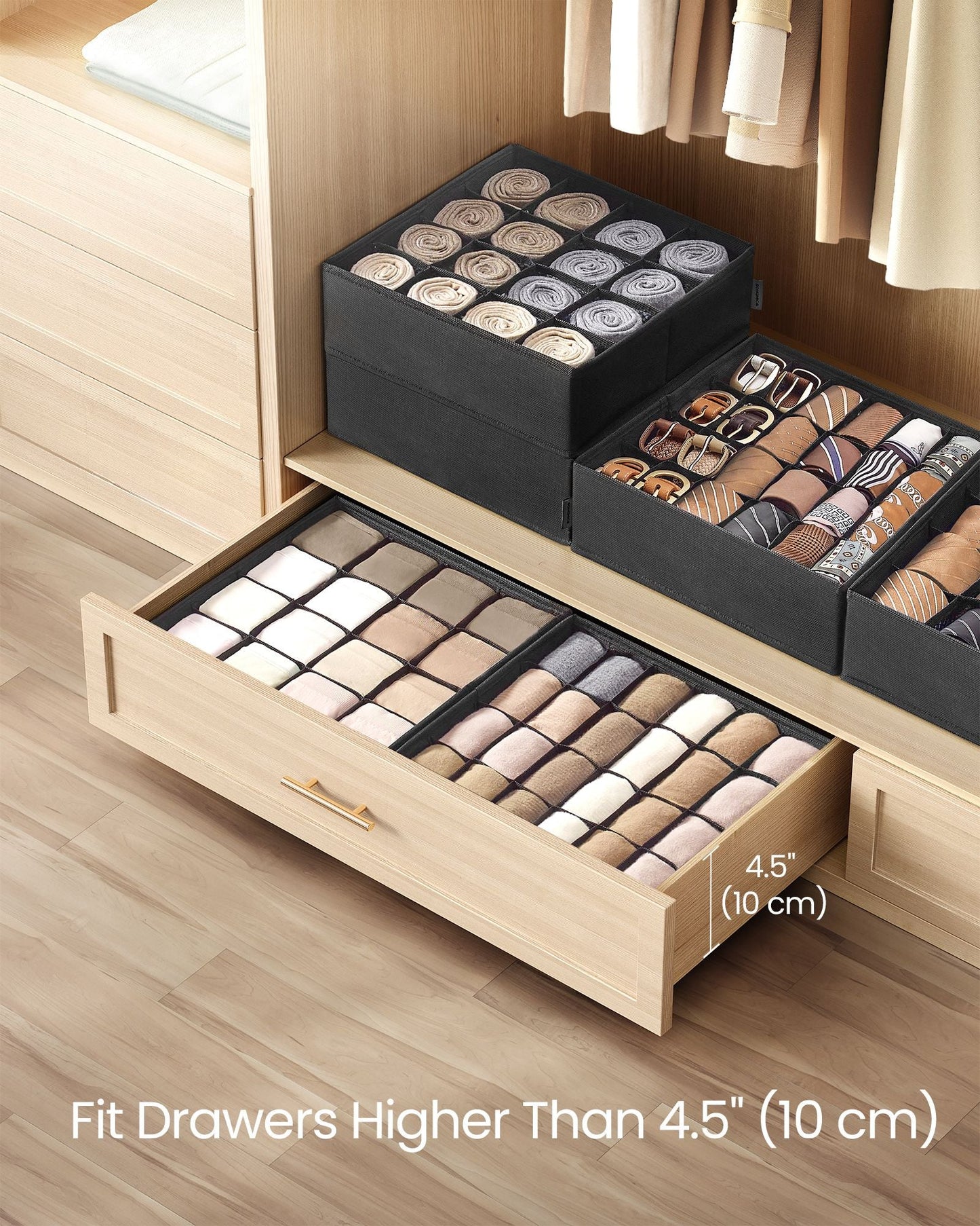 Set of 4 Closet Organizers for Underwear, 80 Cells