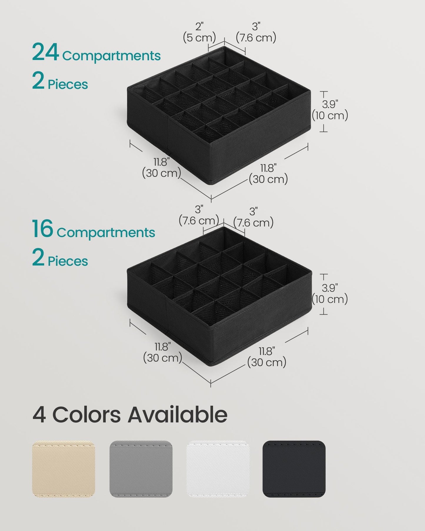 Set of 4 Closet Organizers for Underwear, 80 Cells