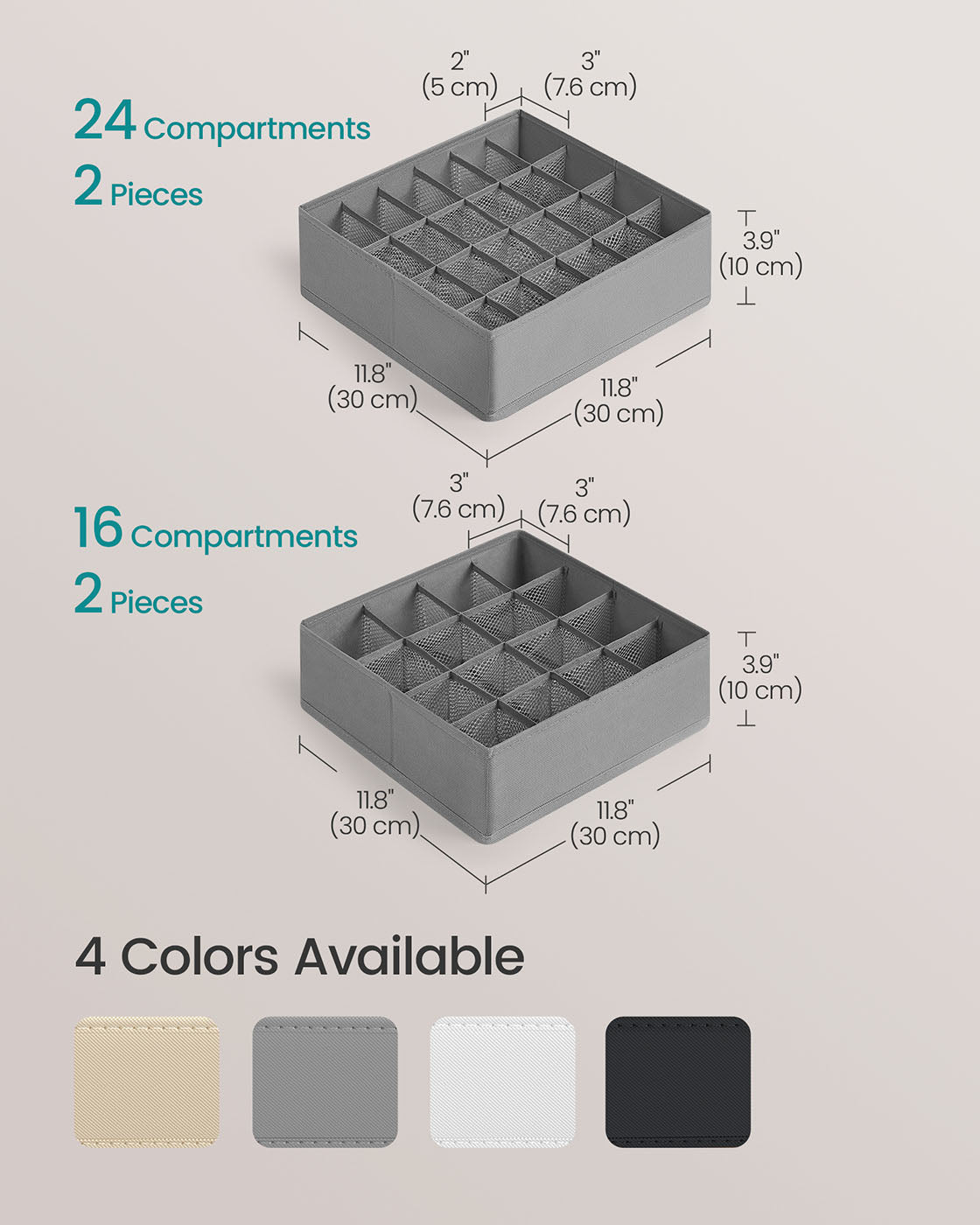 Set of 4 Closet Organizers for Underwear, 80 Cells