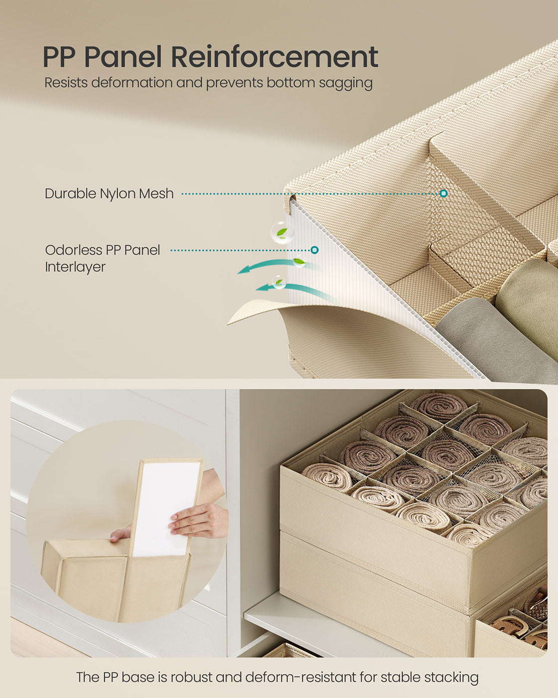 Set of 4 Closet Organizers for Underwear, 80 Cells