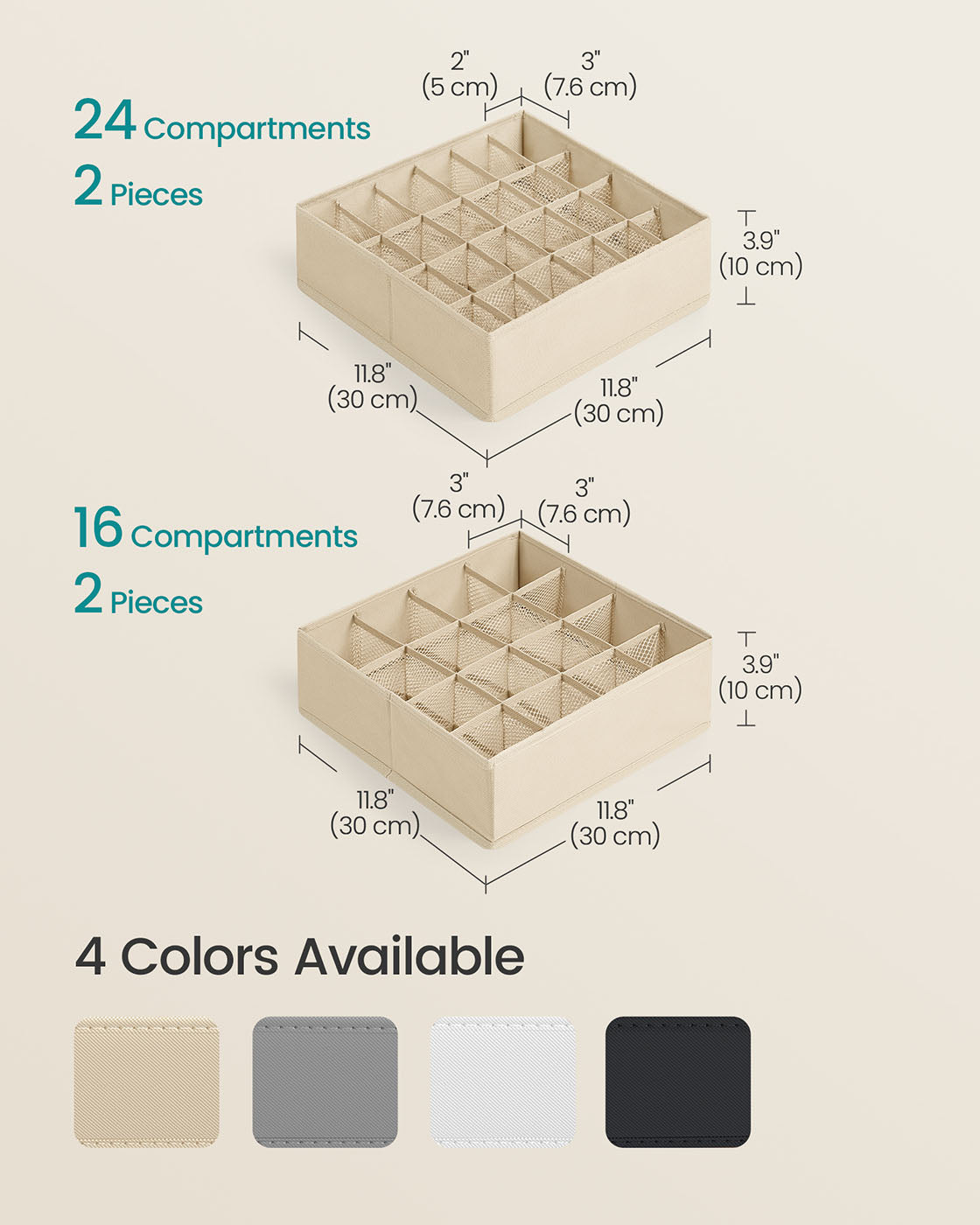 Set of 4 Closet Organizers for Underwear, 80 Cells