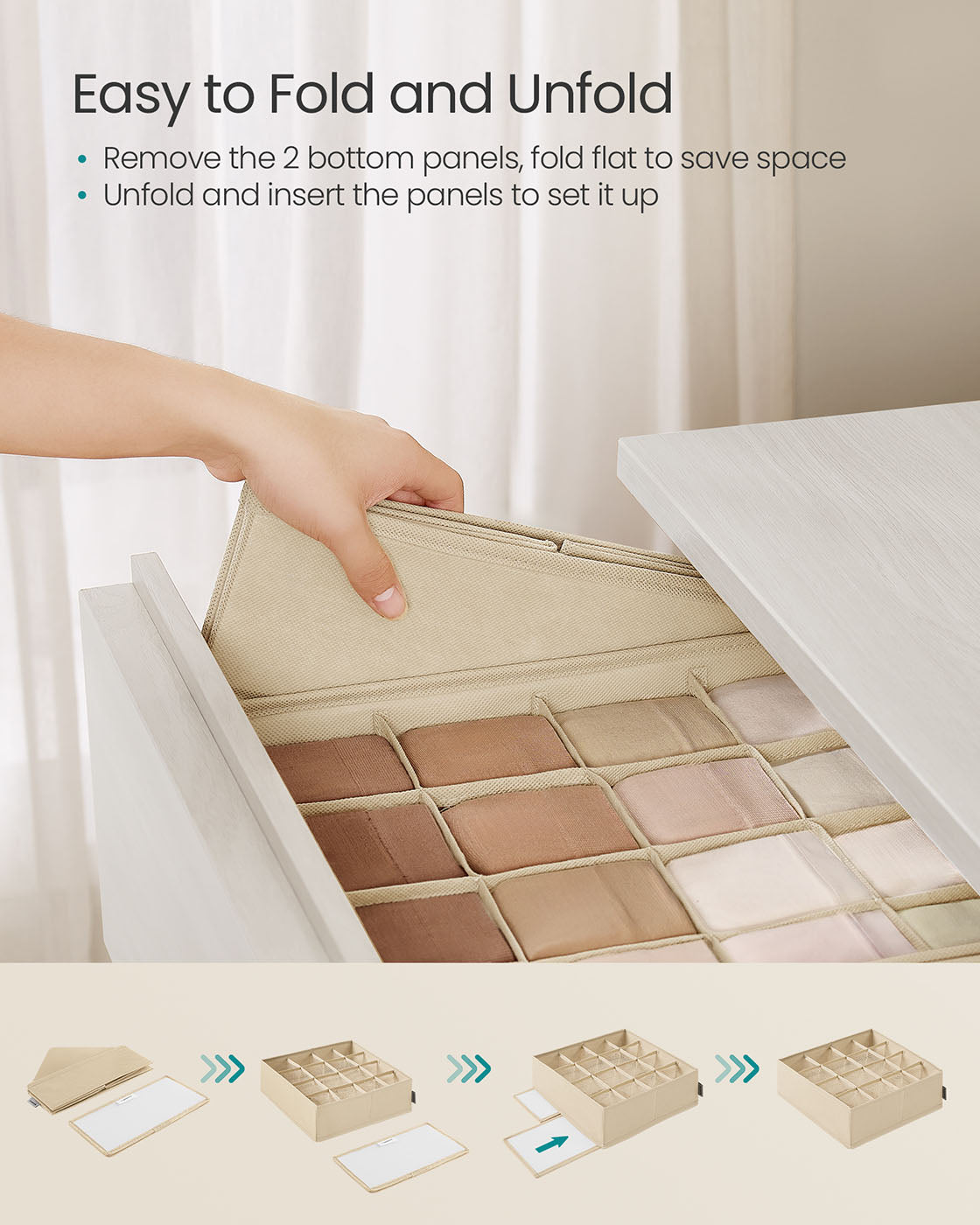 Set of 4 Closet Organizers for Underwear, 80 Cells