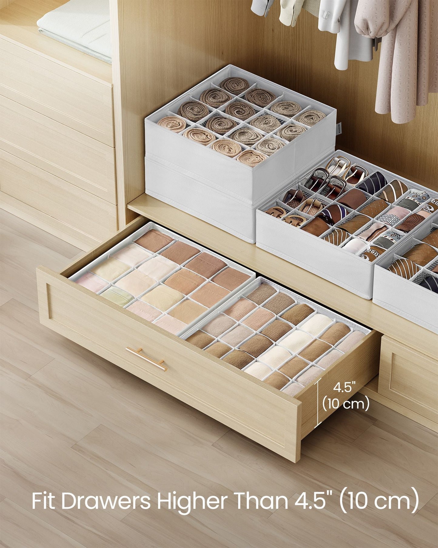 Set of 4 Closet Organizers for Underwear, 80 Cells