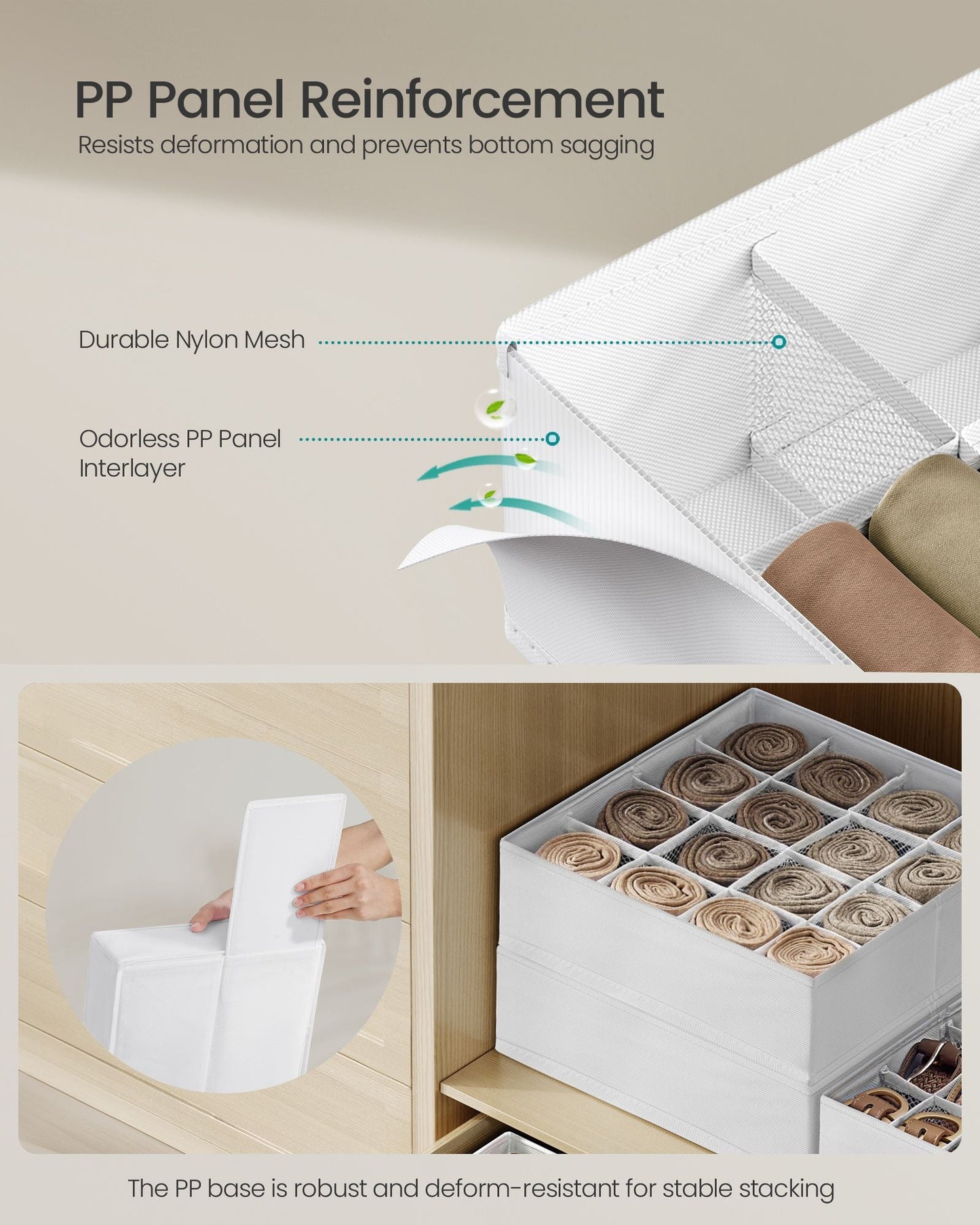 Set of 4 Closet Organizers for Underwear, 80 Cells