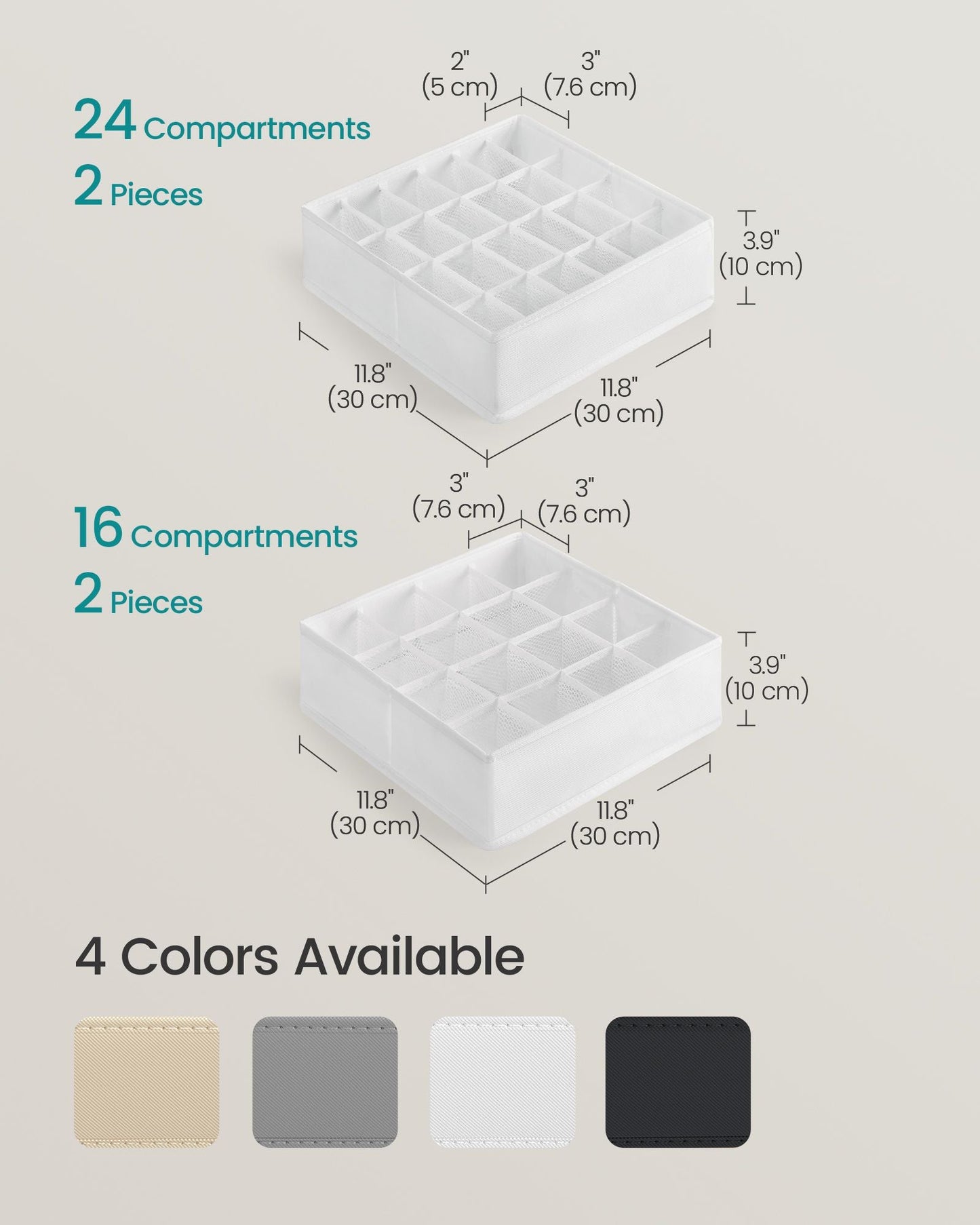 Set of 4 Closet Organizers for Underwear, 80 Cells