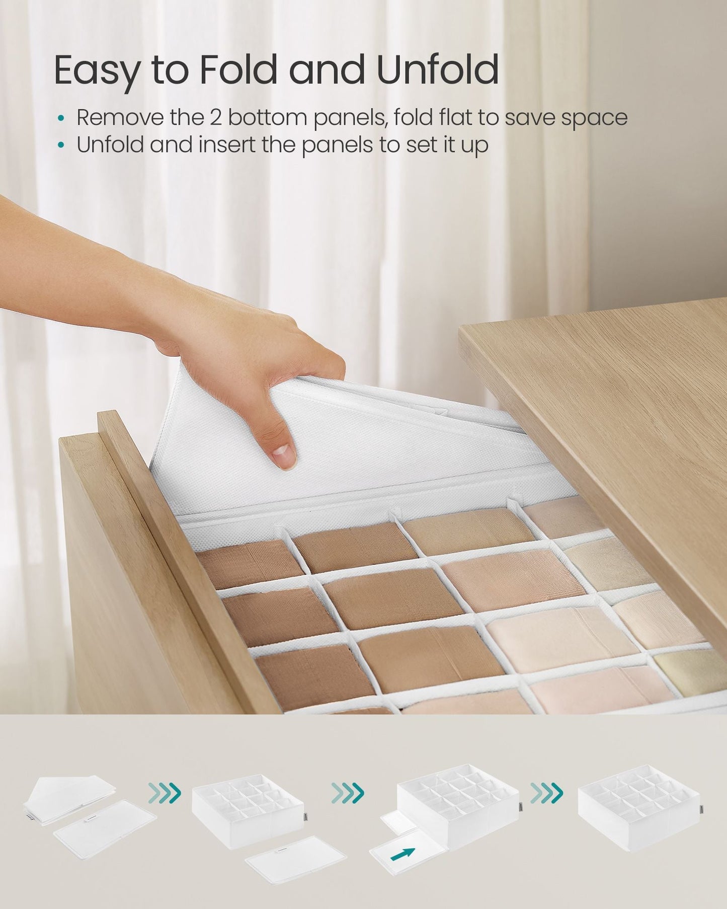 Set of 4 Closet Organizers for Underwear, 80 Cells