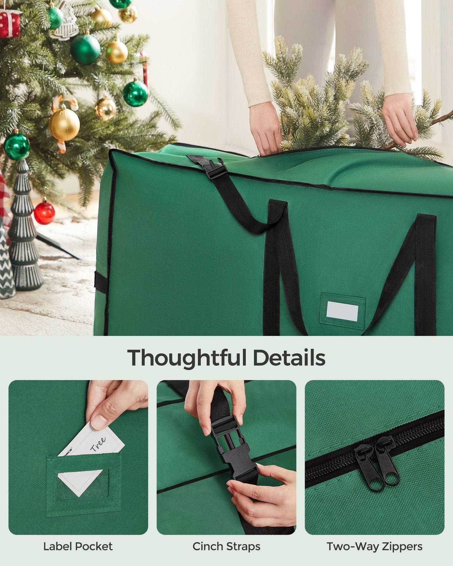 Christmas Tree Storage Bag with 1.6-Inch Wheels