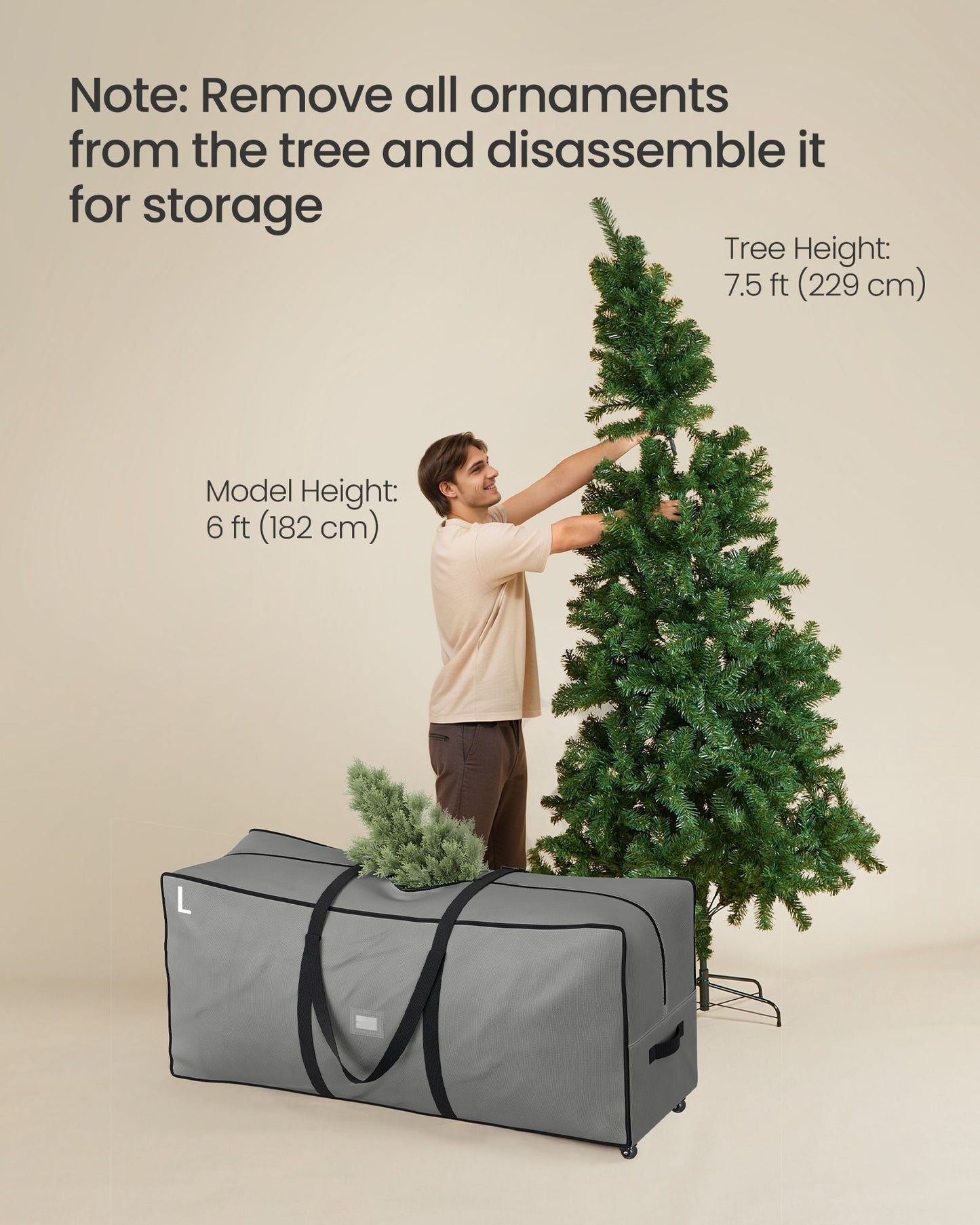 Christmas Tree Storage Bag with 1.6-Inch Wheels
