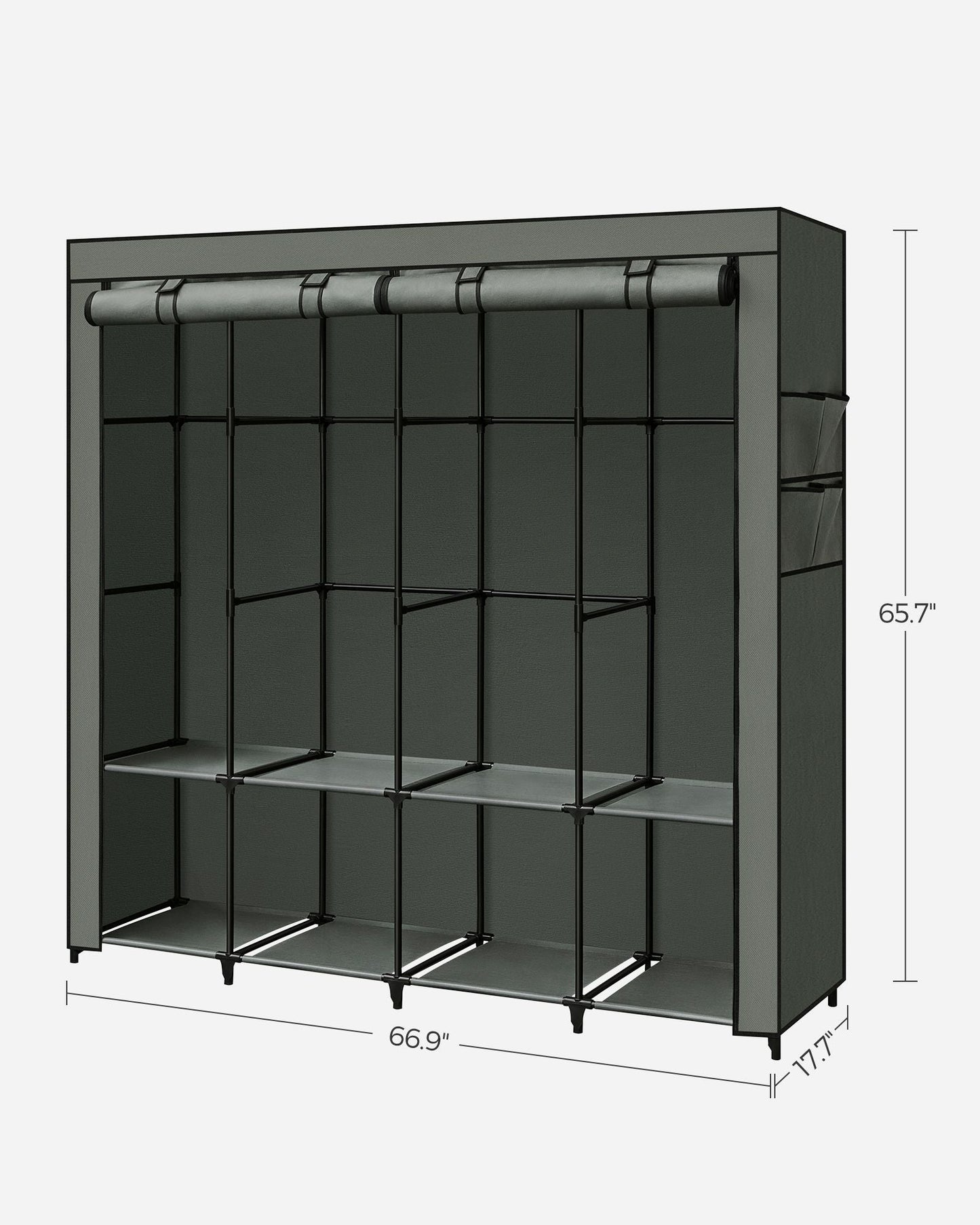 Portable Closet with Cover 4 Hanging Rods and Shelves