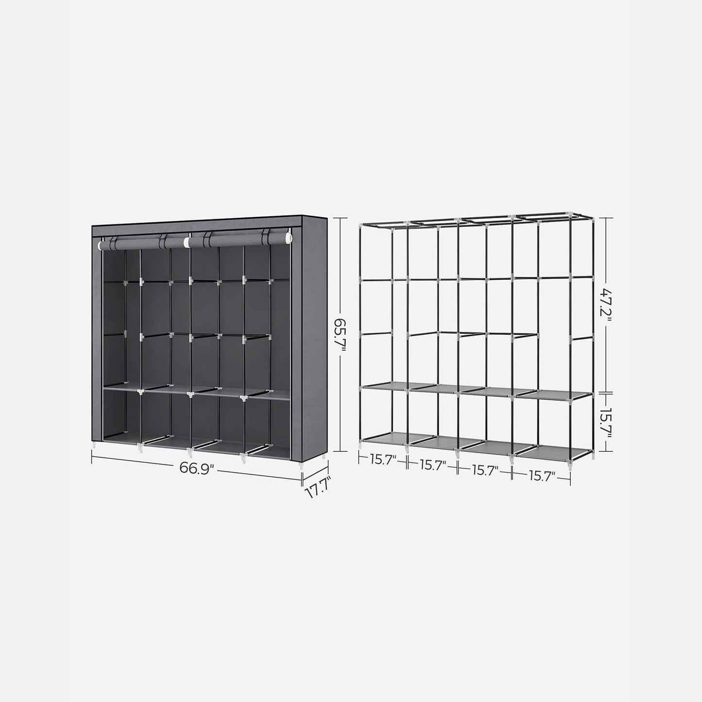 Portable Closet with 4 Hanging Rods