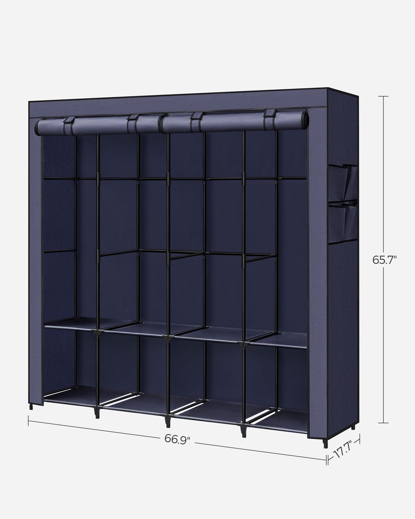 Portable Closet with 4 Hanging Rods and Shelves