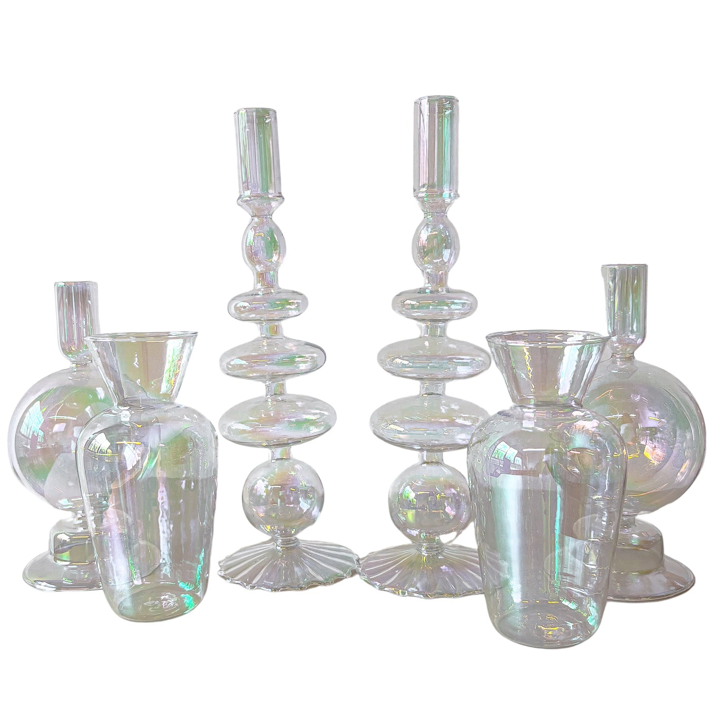 Rainbow Prism Candle Holder - Pair